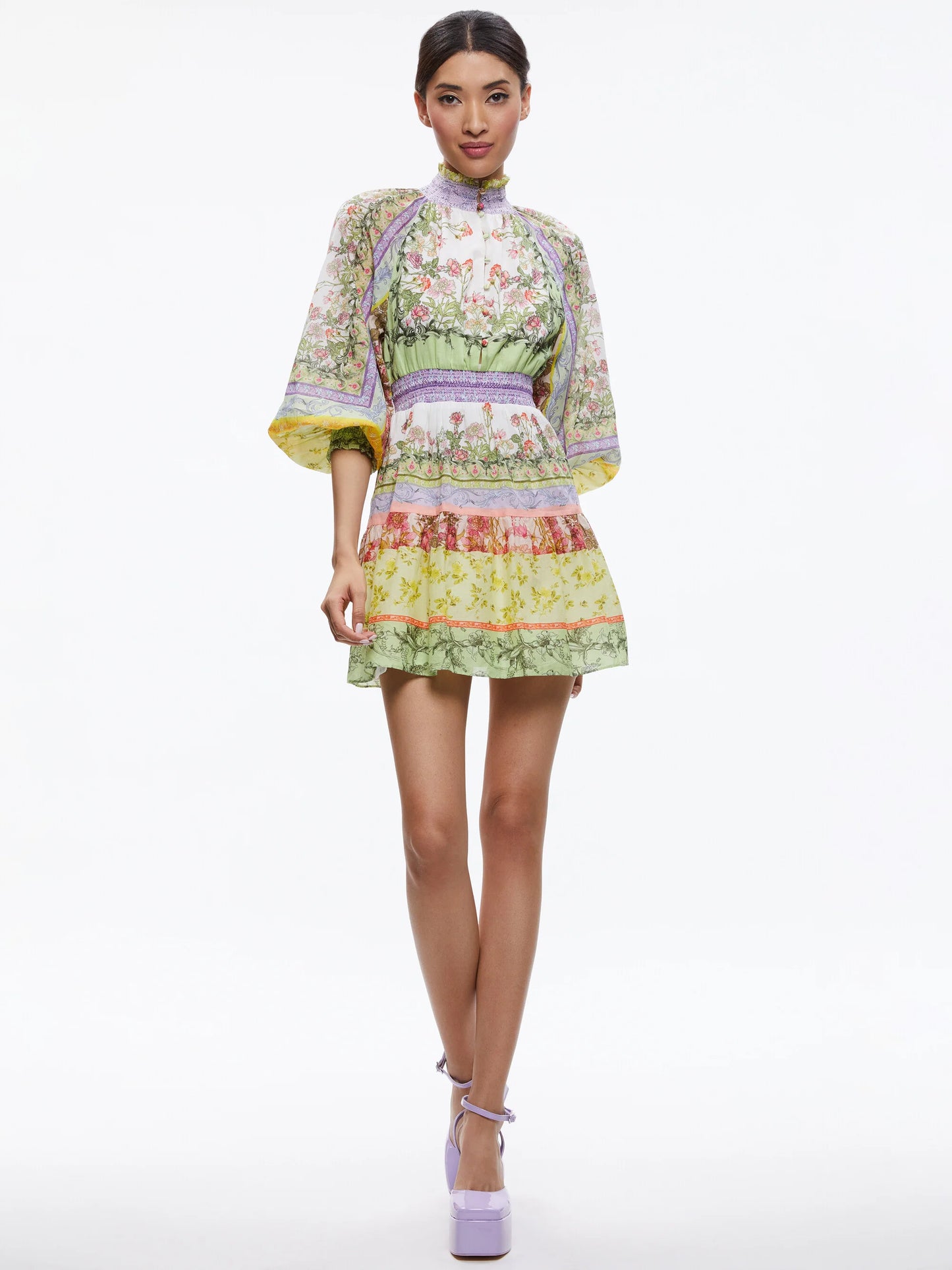 Alice and Olivia Lavinia Blouson Sleeve Mini Dress size 6