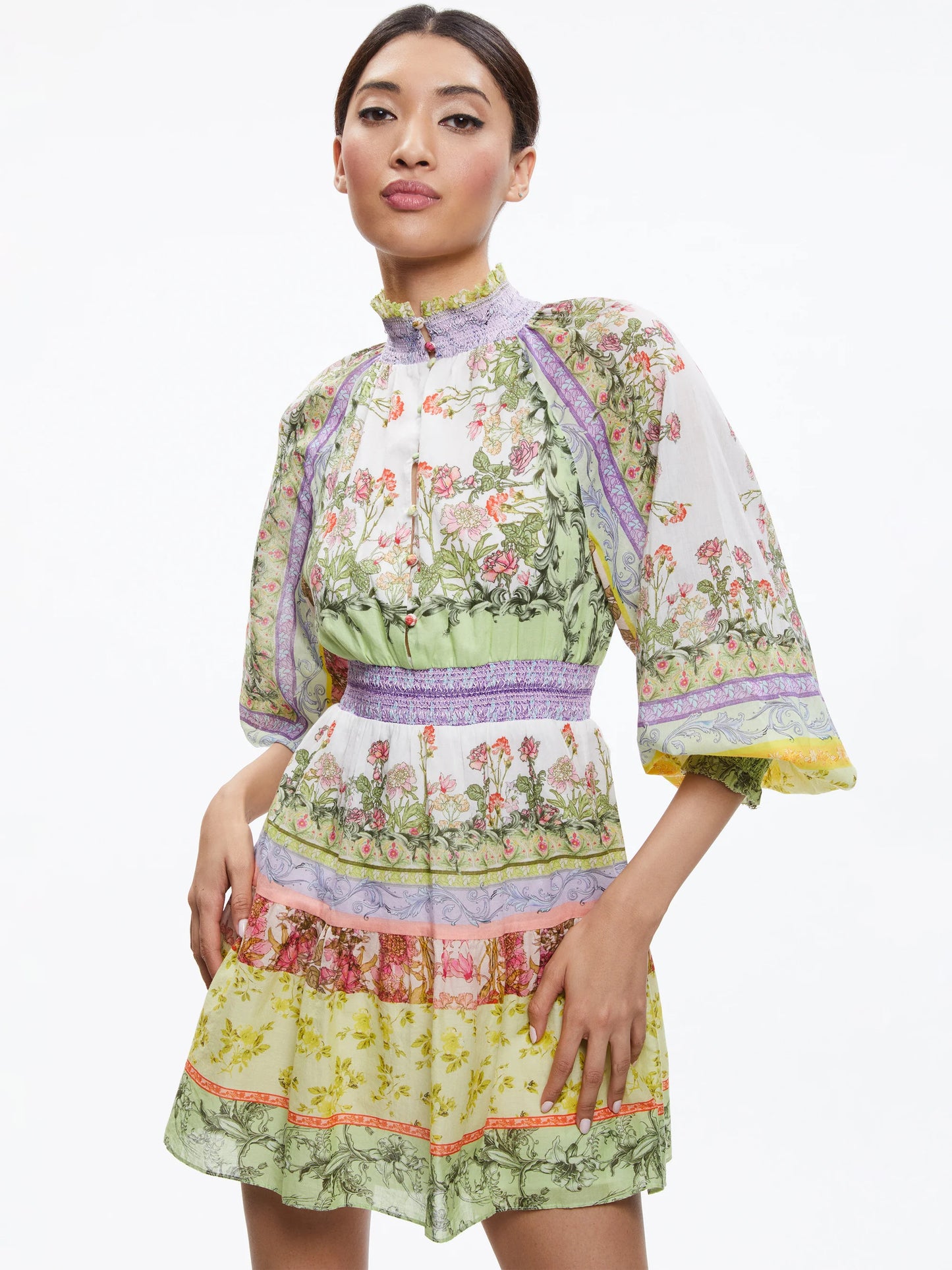 Alice and Olivia Lavinia Blouson Sleeve Mini Dress size 6