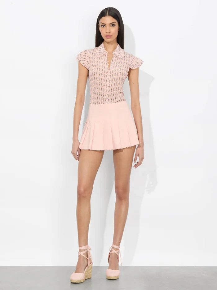 Alice and Olivia Martel Silk Blouse in Sundae Pink Bloom size M