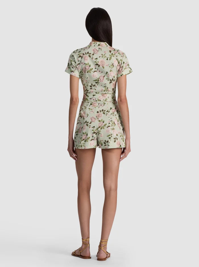 Alice and Olivia Lucy Romper in Garden Gossip Light Sage size 6