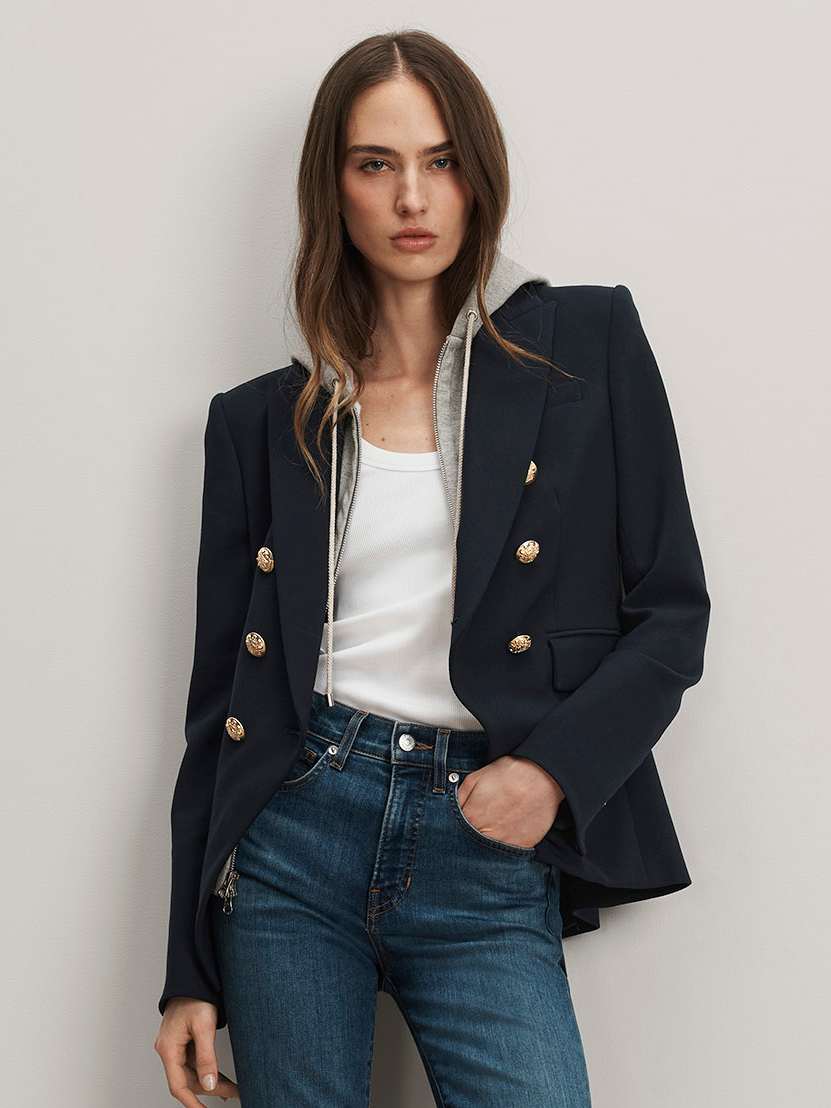 Veronica Beard Miller Dickey Jacket Navy Blue with Gold Buttons size 4