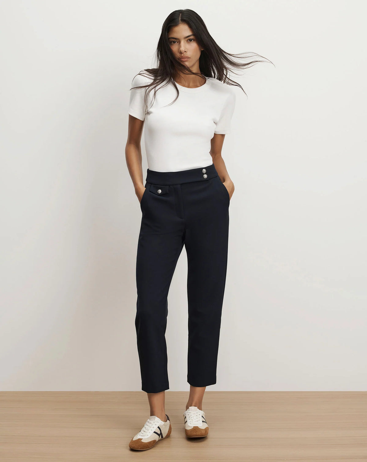 Veronica Beard Renzo Crest Button Pants in Navy Silver Buttons size 12
