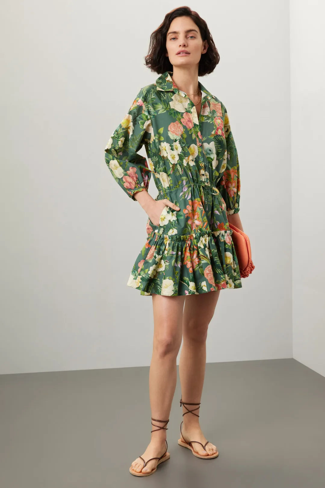 Cara Cara Robin Floral Mini Dress in Green size M