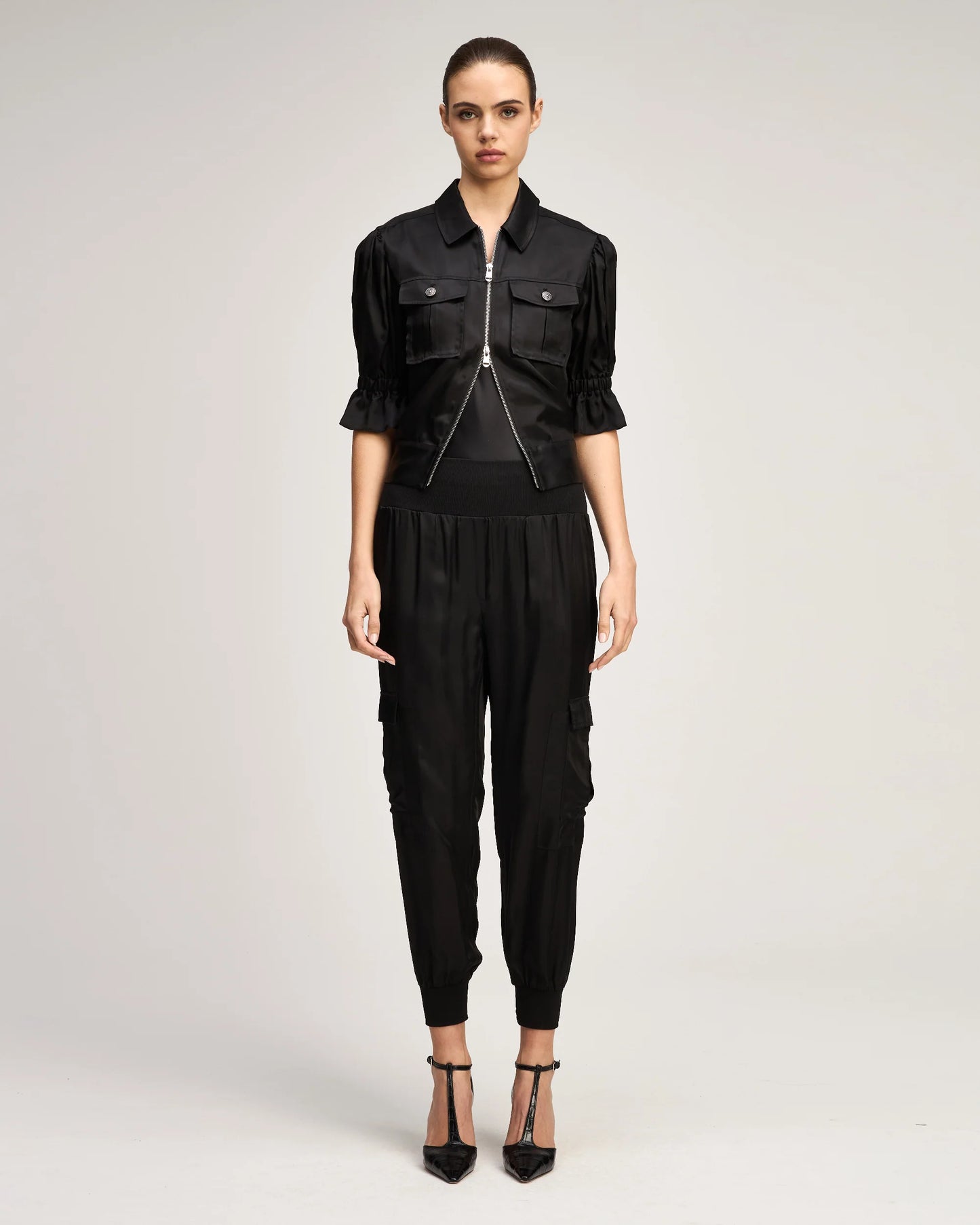 Cinq a Sept Ruffle Sleeve Jacket and Giles Cargo Joggers size XXS