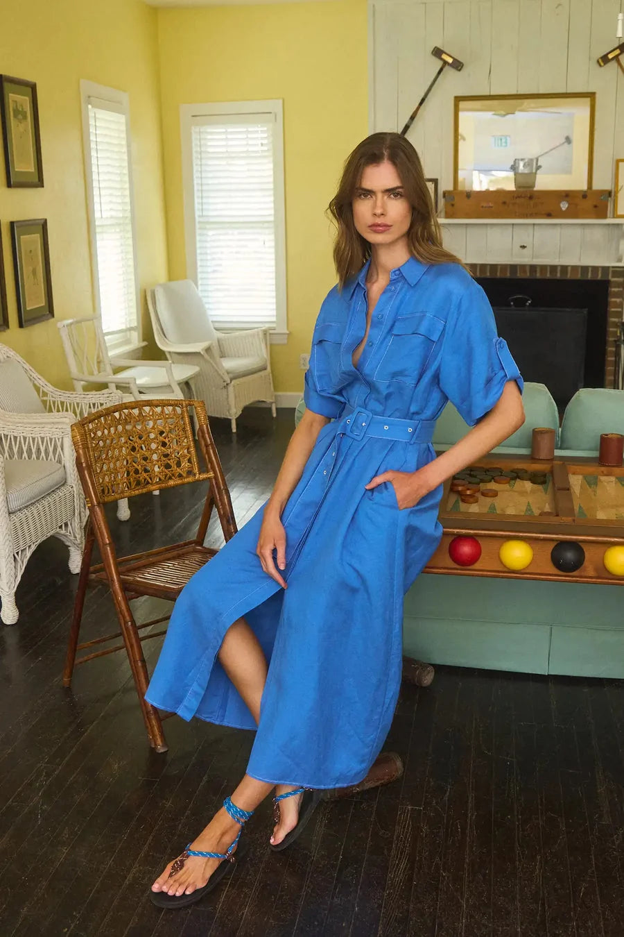 Hunter Bell Charlotte Maxi Dress in French Blue size XS