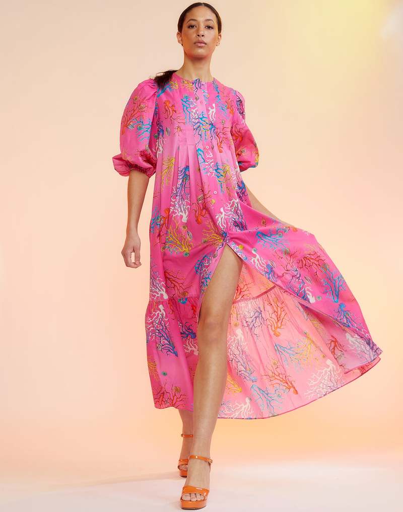 Cynthia Rowley Voile Dress Pink Midi Dress size XS