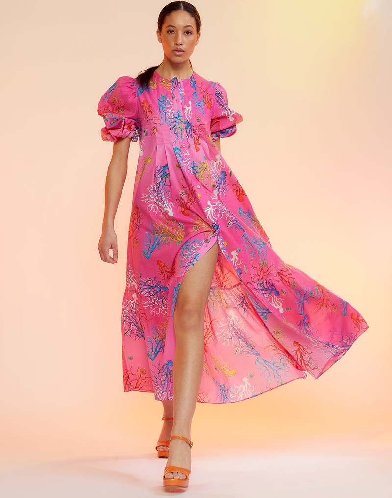 Cynthia Rowley Voile Dress Pink Midi Dress size XS