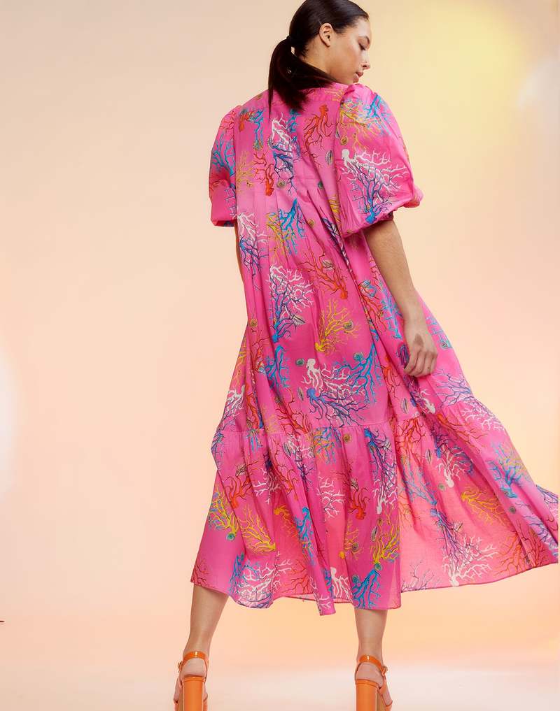 Cynthia Rowley Voile Dress Pink Midi Dress size XS