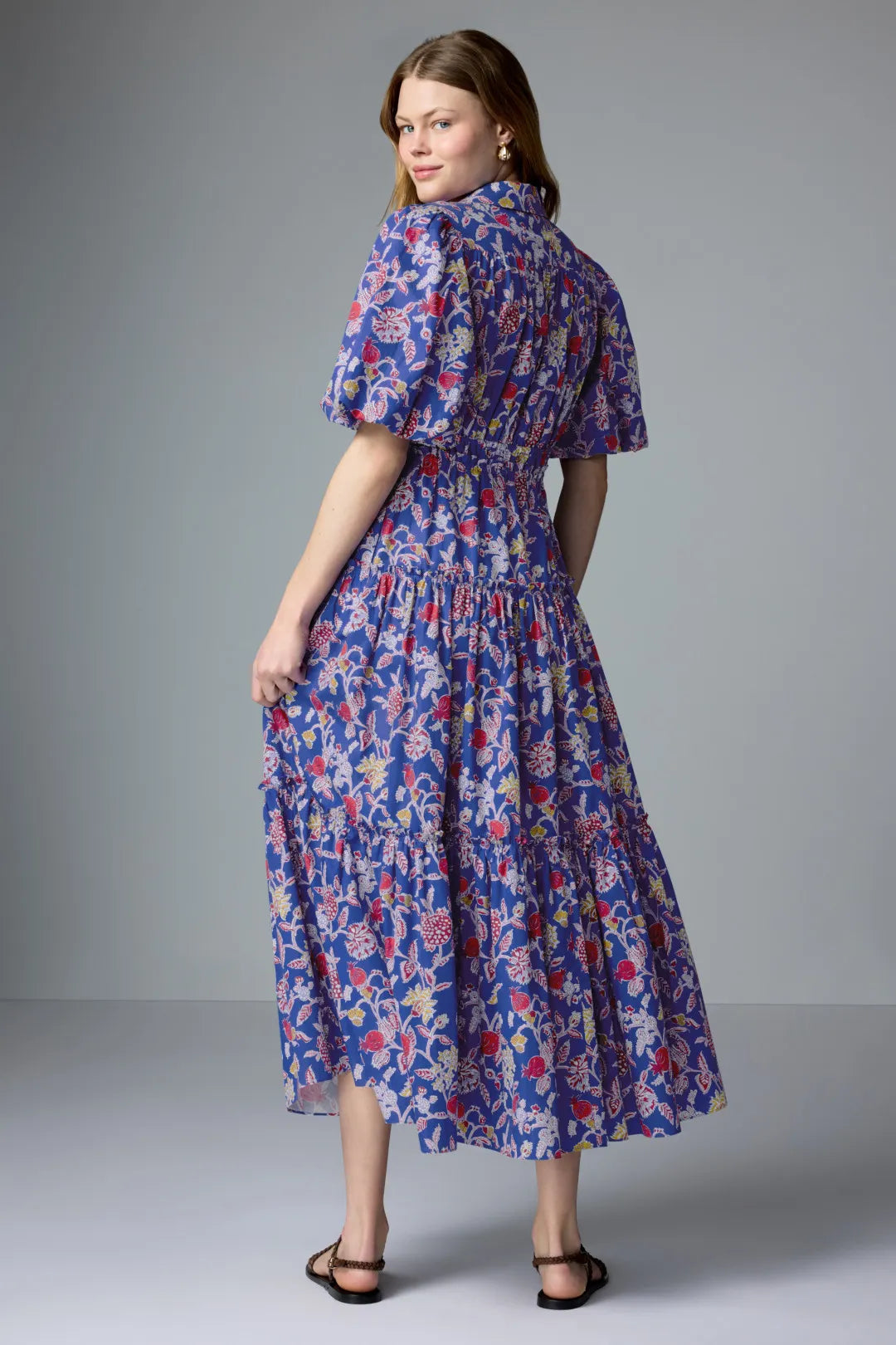 Derek Lam Dahlia Floral Balloon-Sleeve Midi Dress size 16