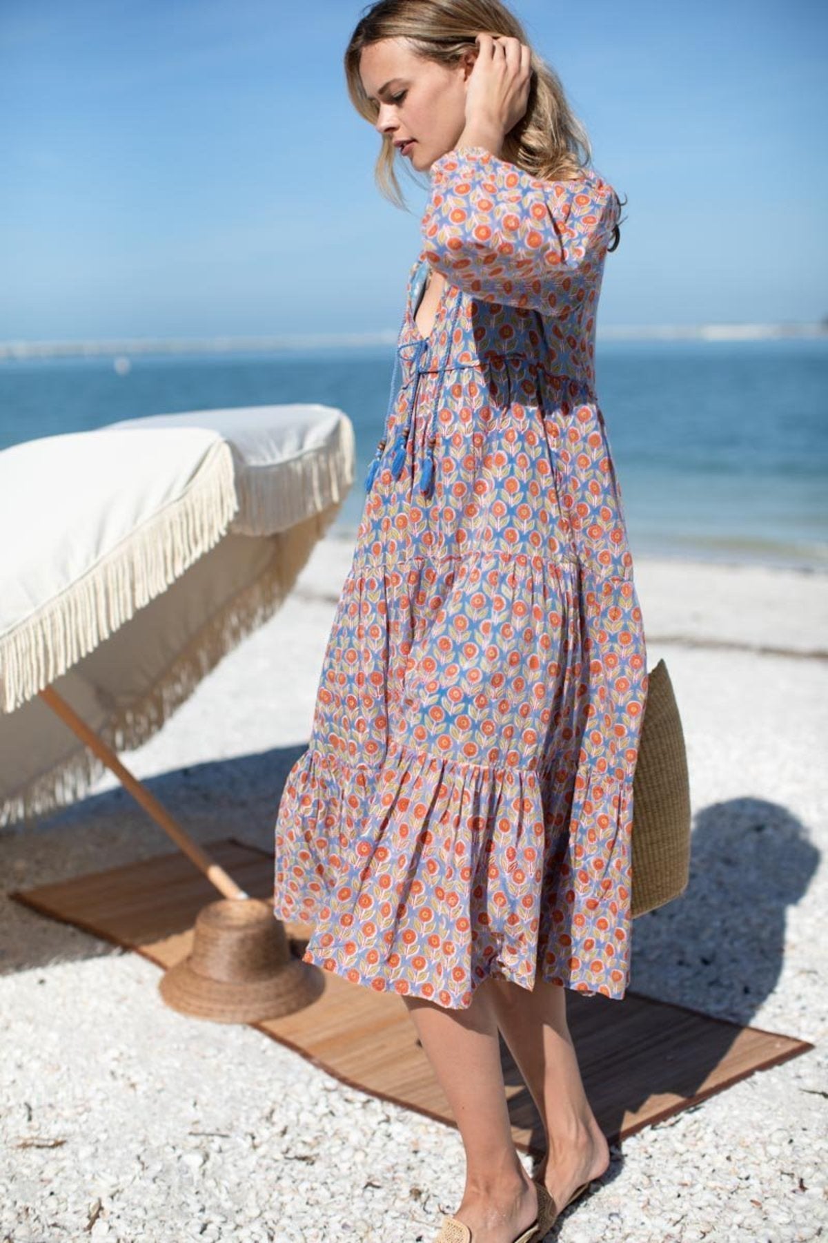 Emerson Fry Heirloom Dress in Wednesday Flowers Blues size L