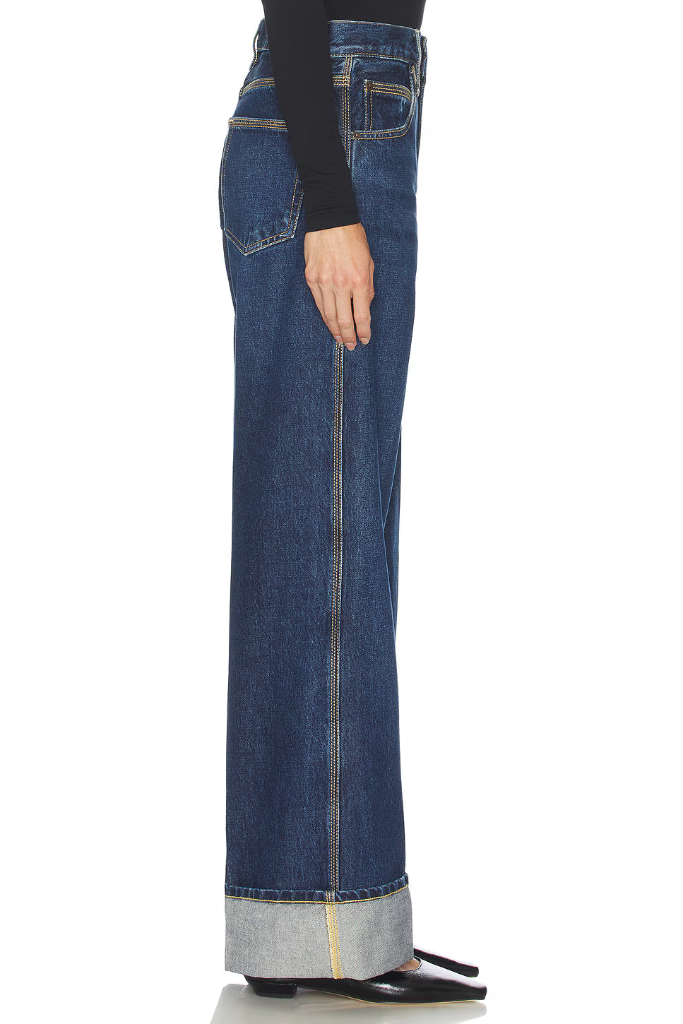 Frame The Cuffed Wide Jeans in Spencer Wash size 26