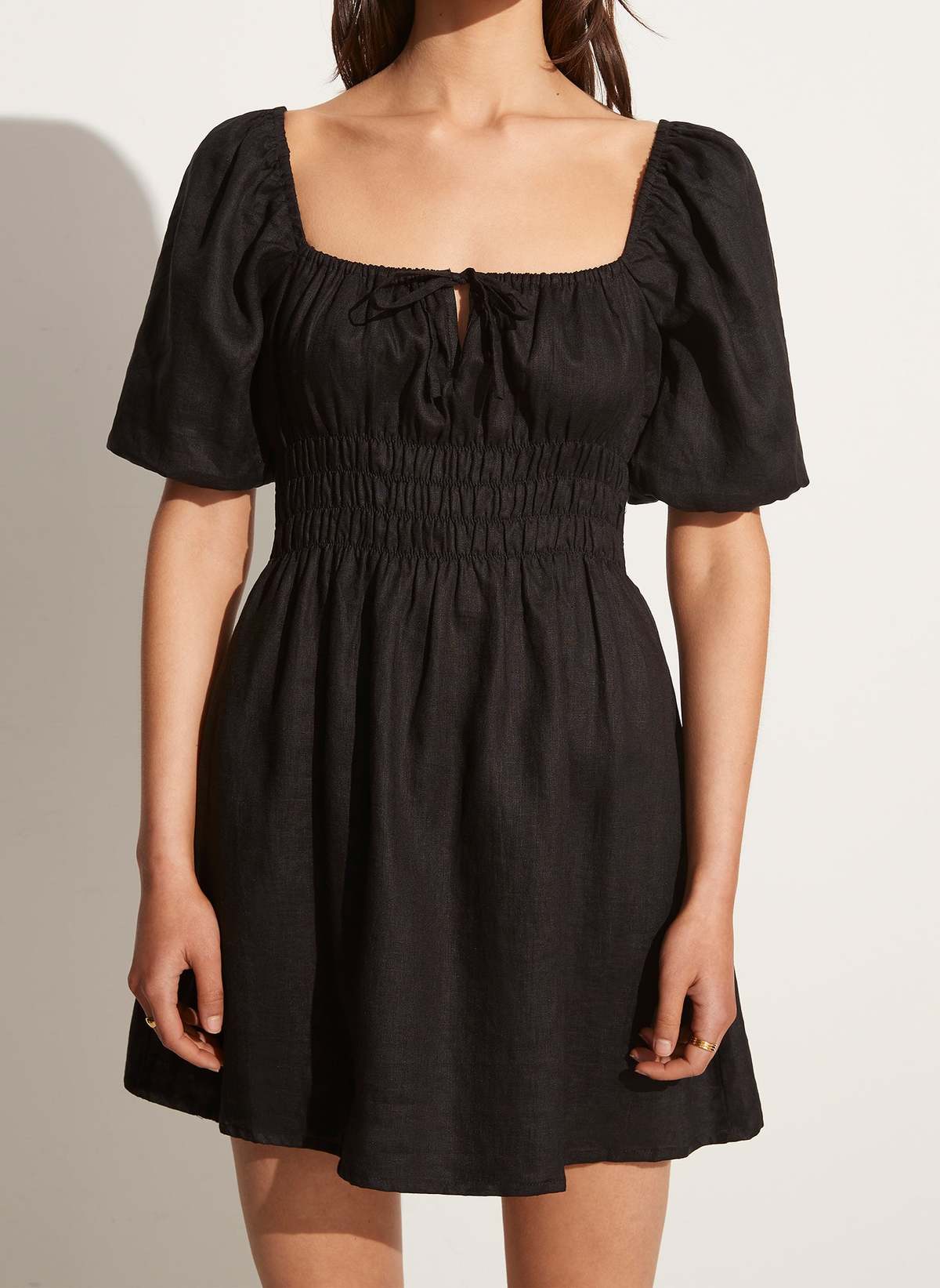 Faithfull the Brand Nikoleta Mini Dress in Black size 8