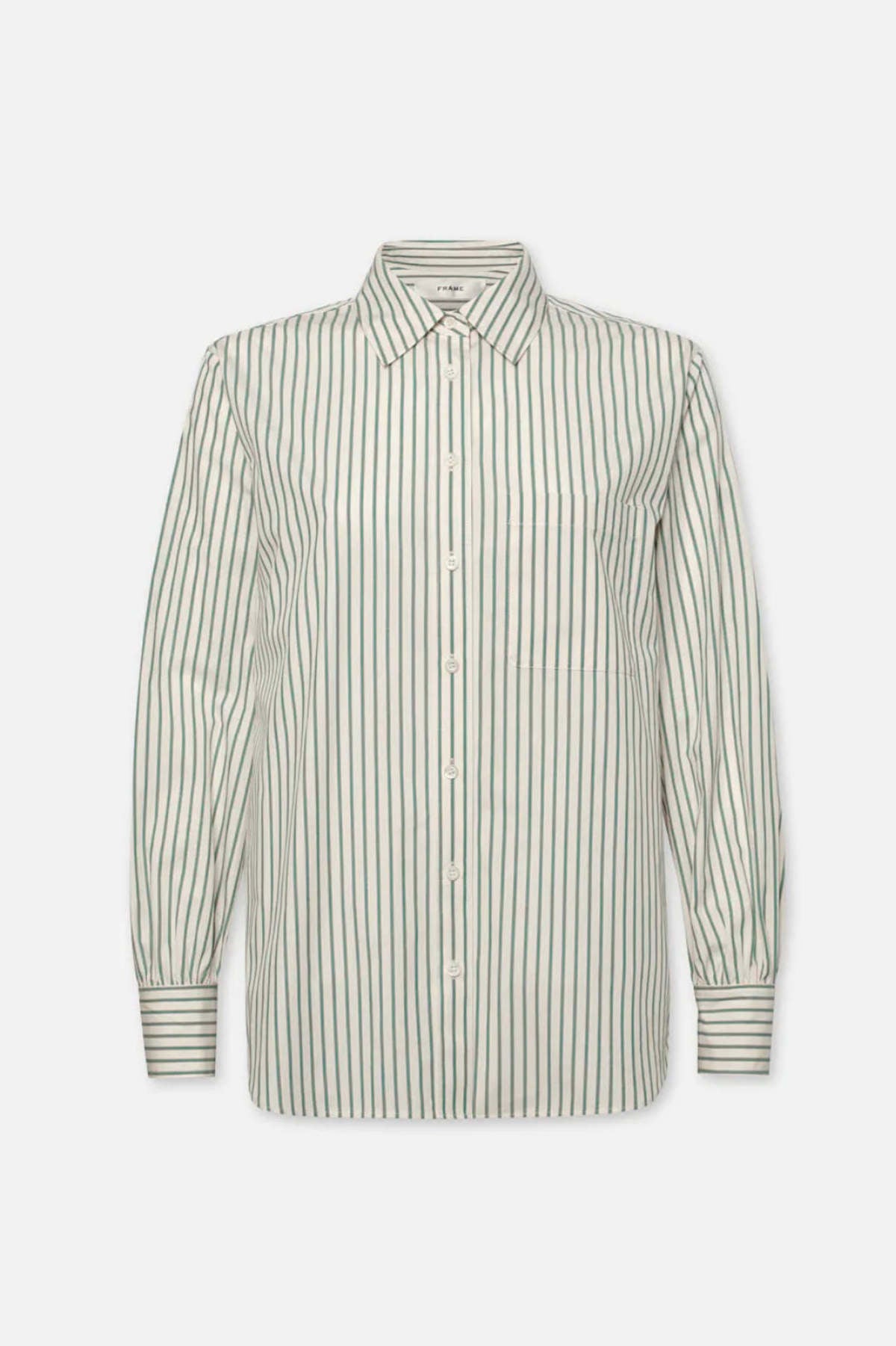 Frame The Borrowed Pocket Shirt in Green Gem Multi size S
