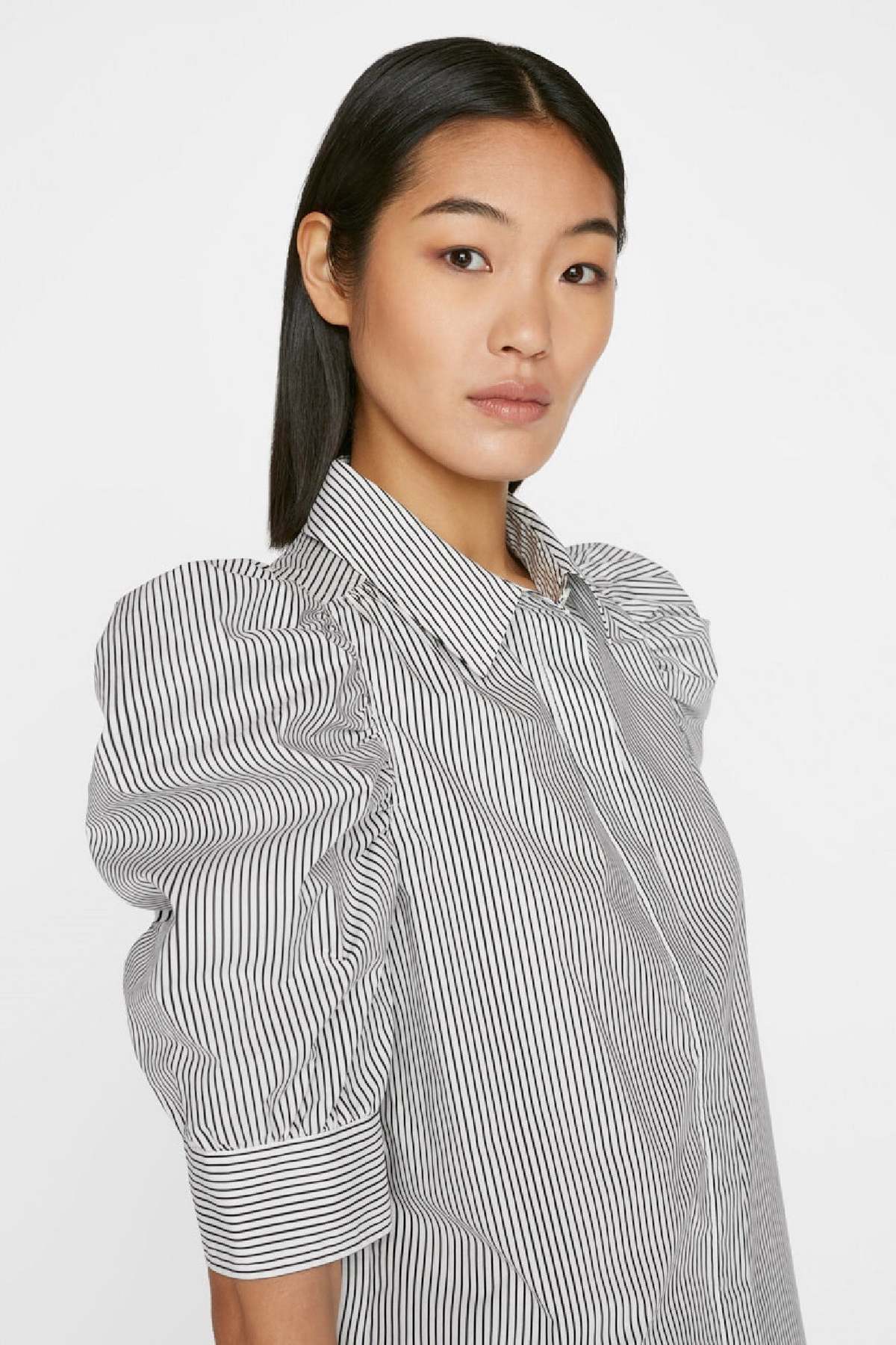 Frame Ruched Puff Sleeve Shirt Noir Multi size XS