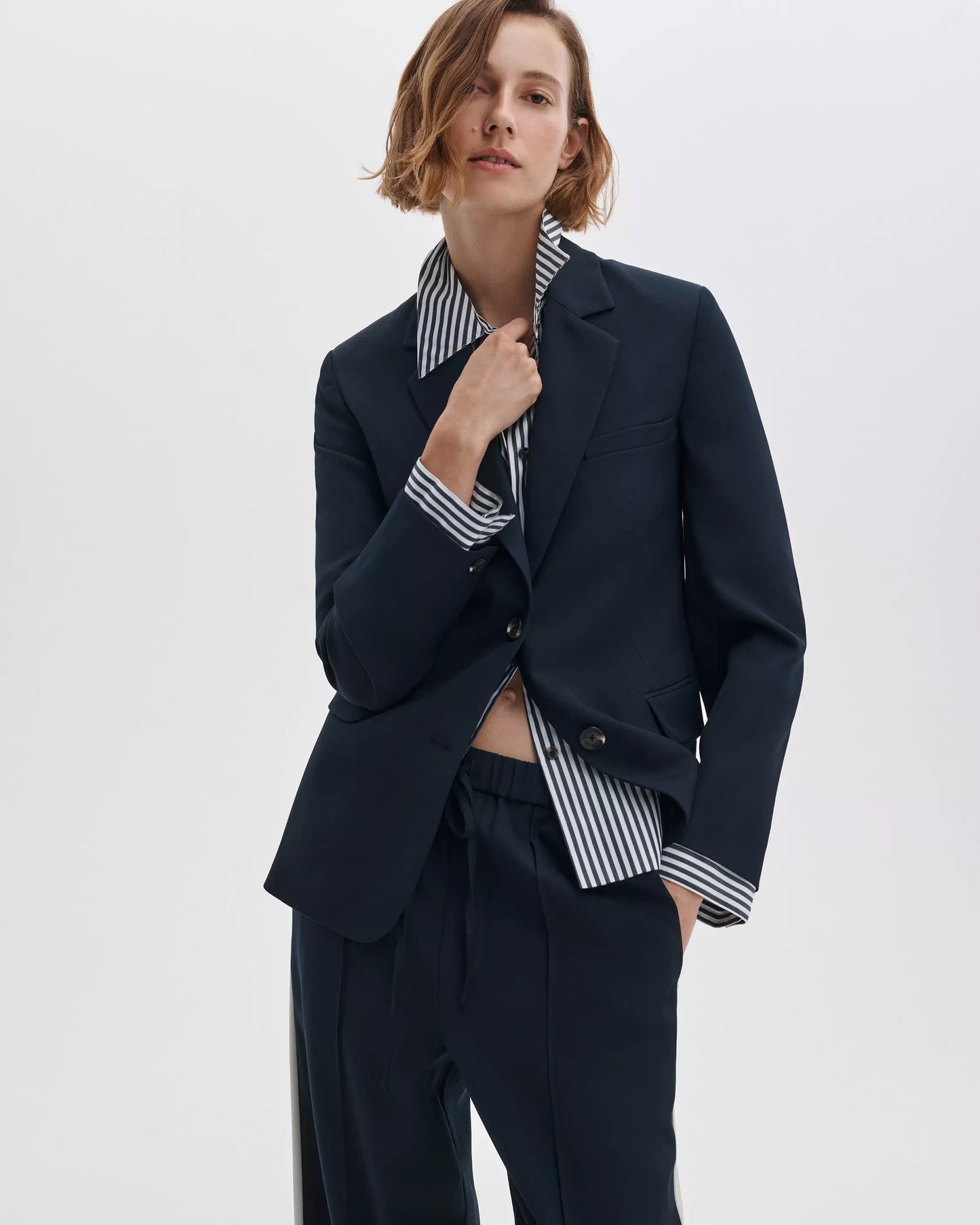 Rag and Bone Frank Navy Mixed-Media Blazer size 2