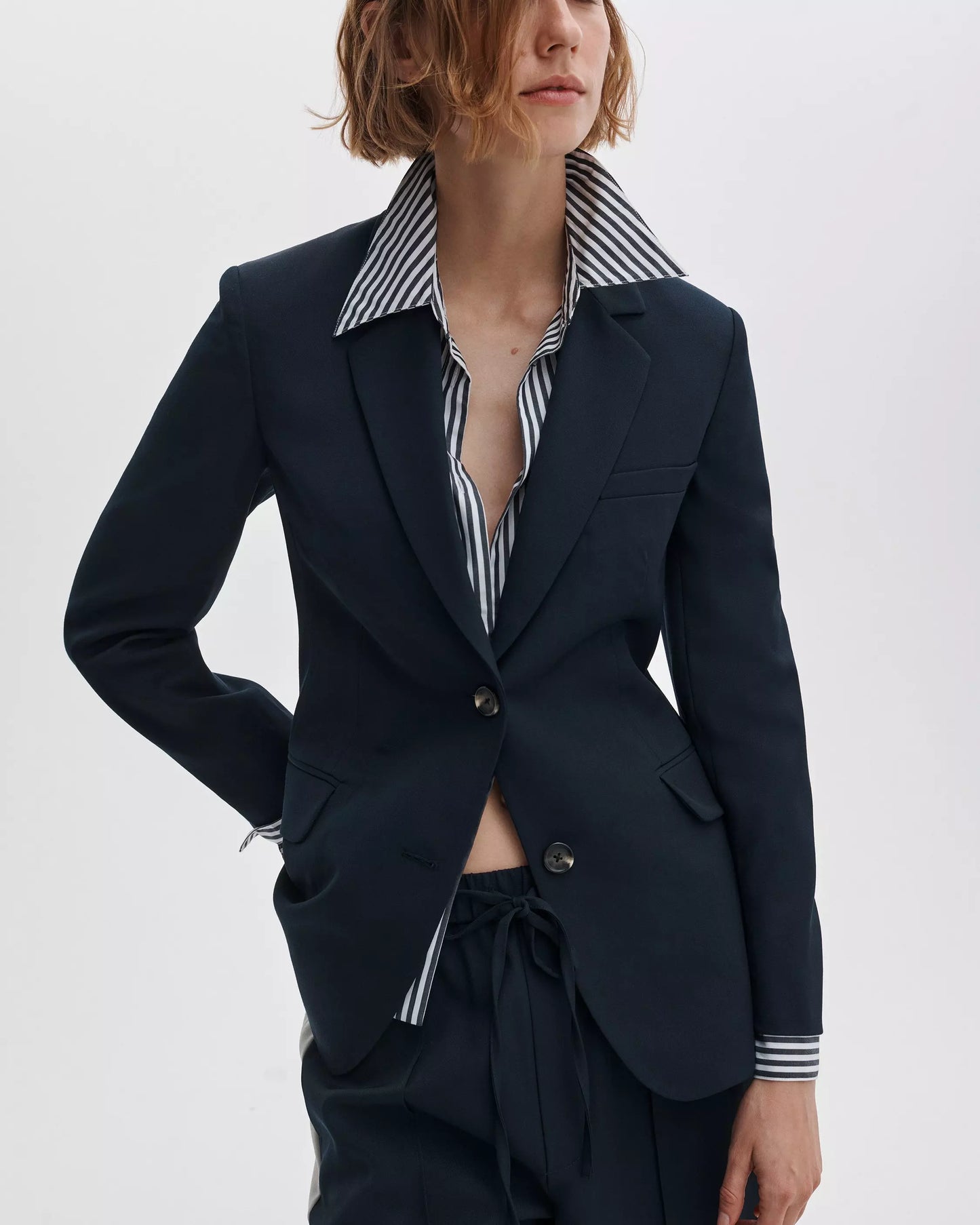 Rag and Bone Frank Navy Mixed-Media Blazer size 2