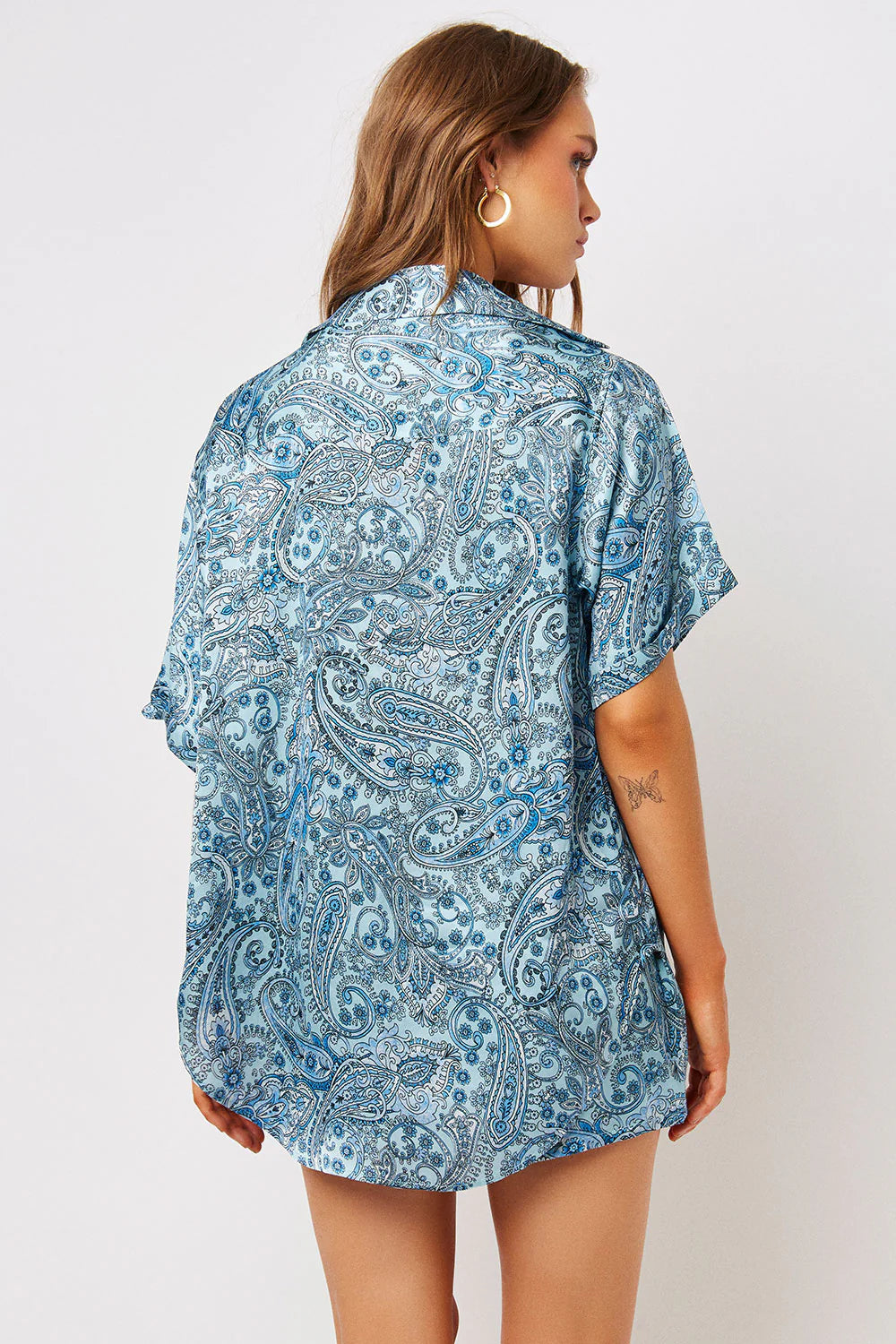 Frankies Bikinis Fifi Silk Button Up Shirt & Fifi Silk High Waist Boxer size XS/S