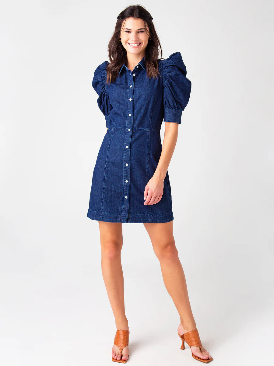 Frame Gillian Puff Sleeve Denim Dress size M