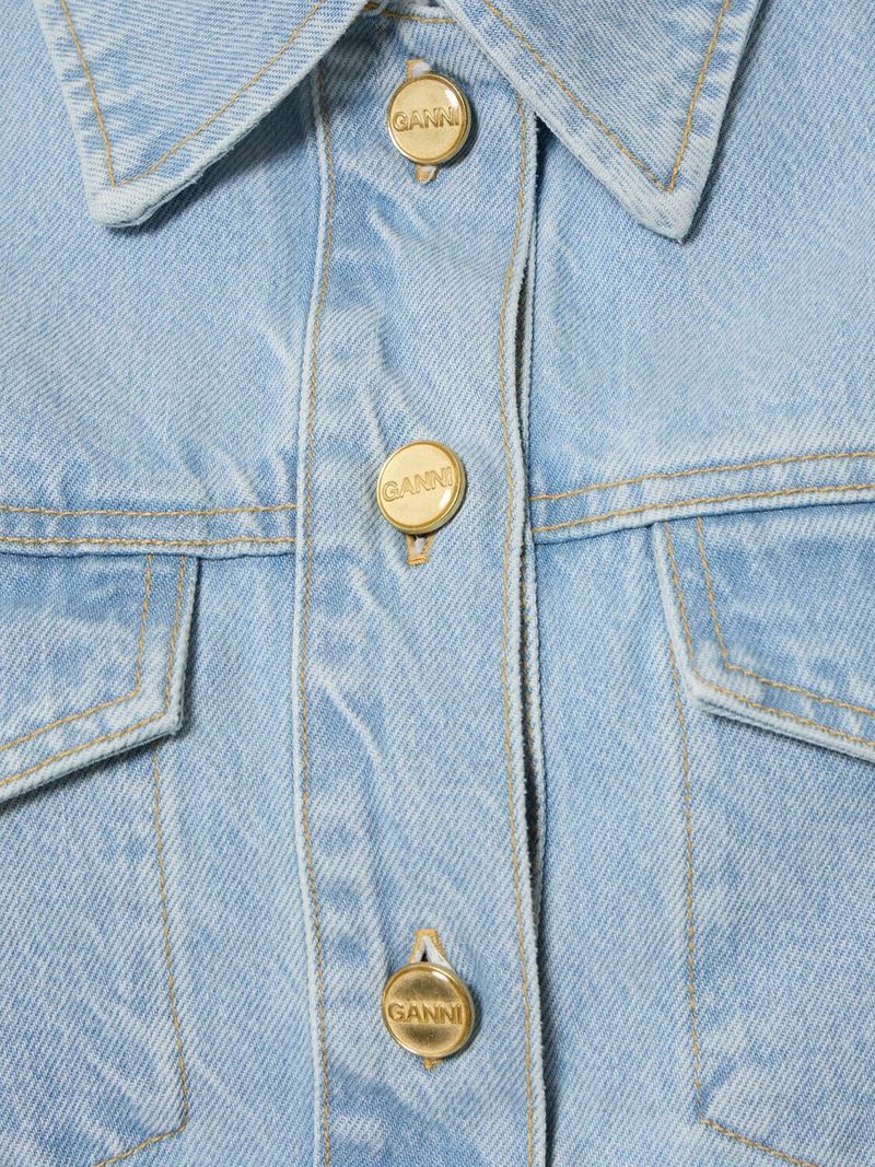 Ganni Cutline Cotton Denim Mini Dress size 36 - us 4