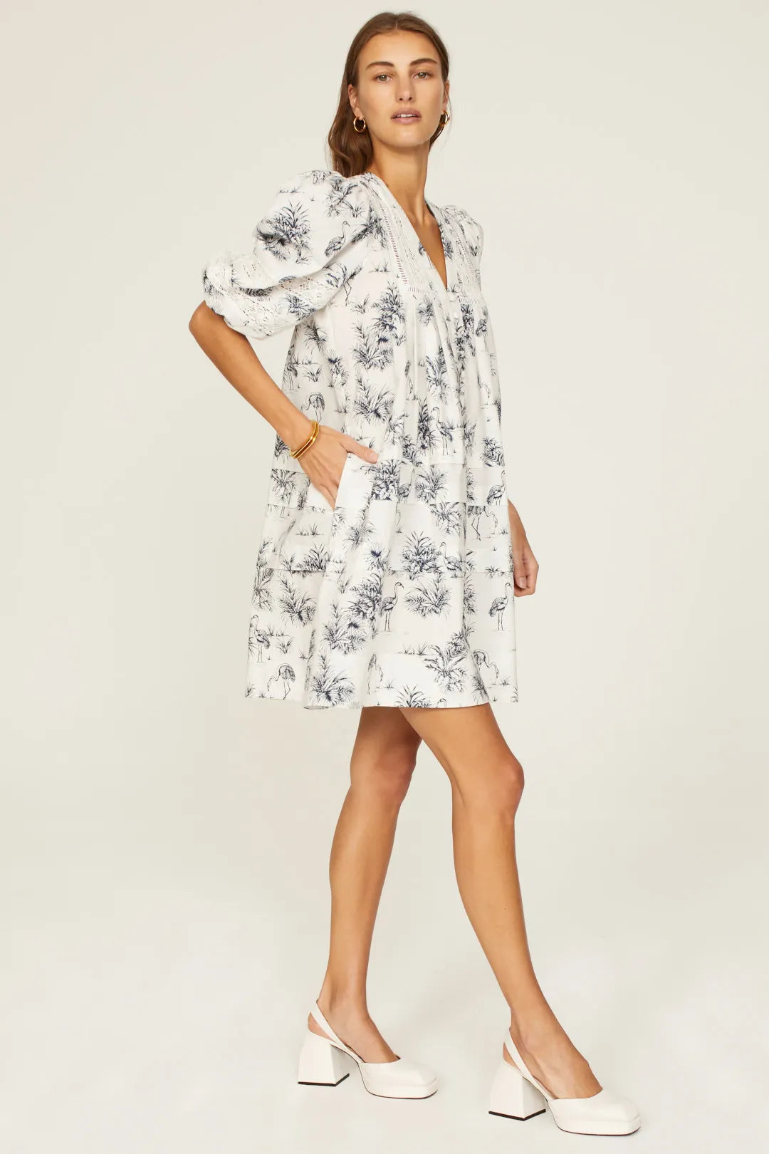 Hunter Bell Jenkins Dress White Floral size M