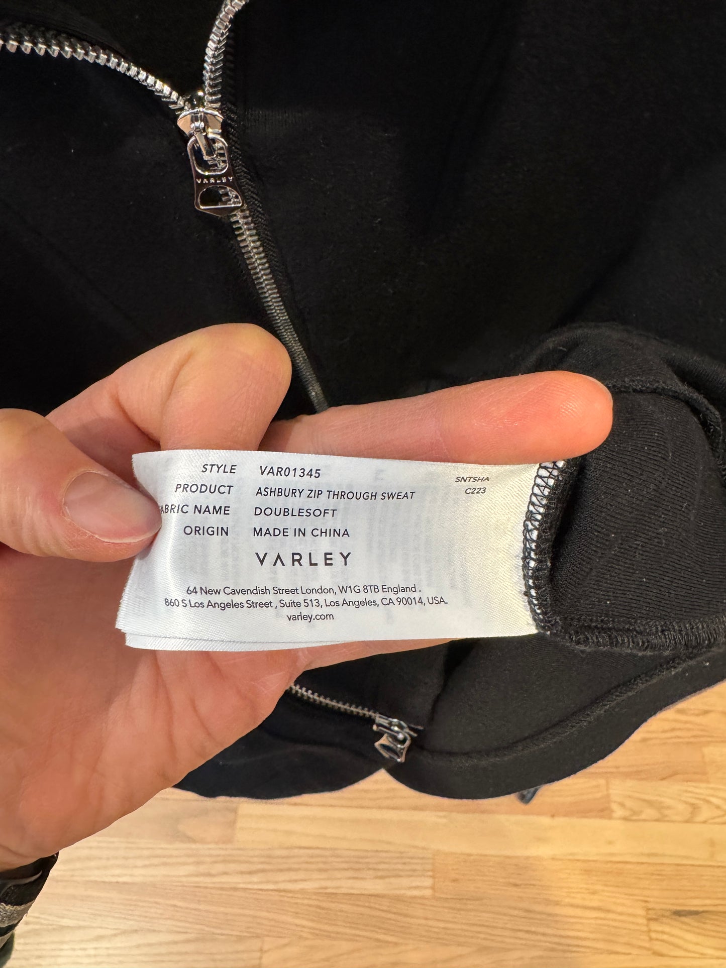 Varley Ashbury Front-zip Sweat Jacket In Black size S