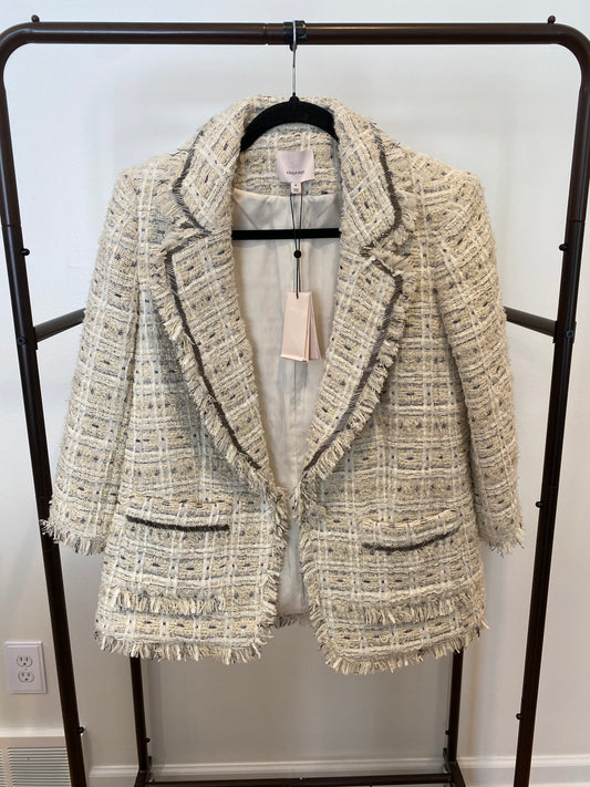 Cinq a Sept Metallic Beaded Tweed Maddie Blazer size 8