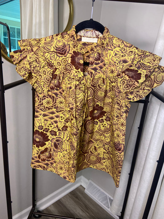 Ulla Johnson Letty Ruffled Printed Cotton-poplin Top size 0