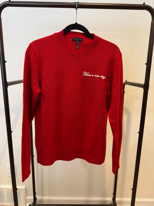Rag and Bone "Have a Nice Day" Cashmere Red Sweater size S