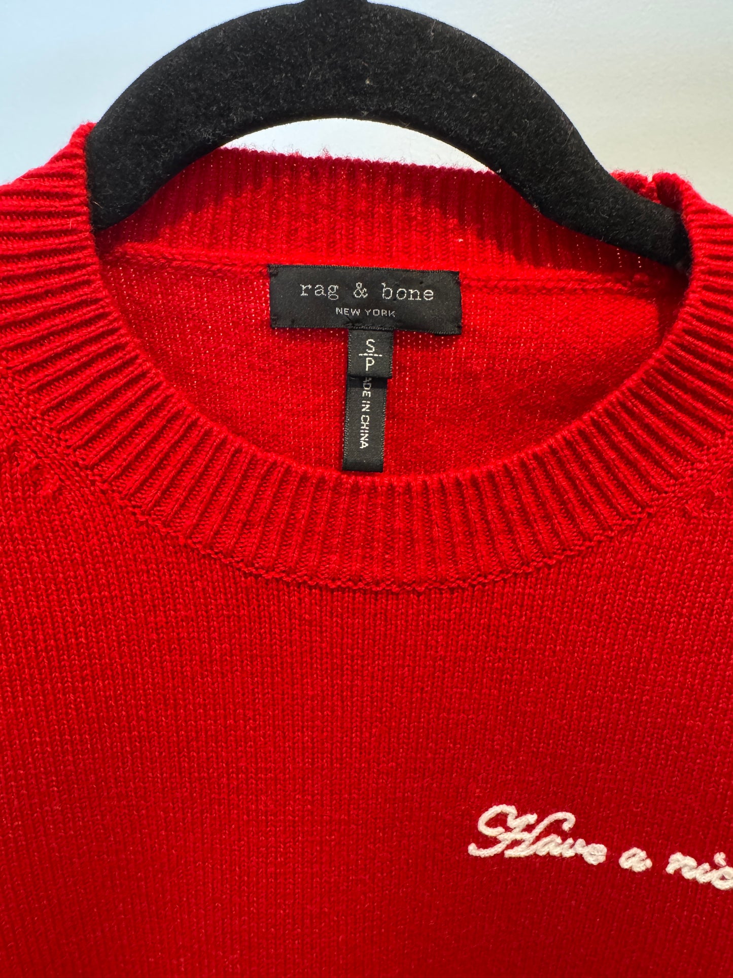 Rag and Bone "Have a Nice Day" Cashmere Red Sweater size S