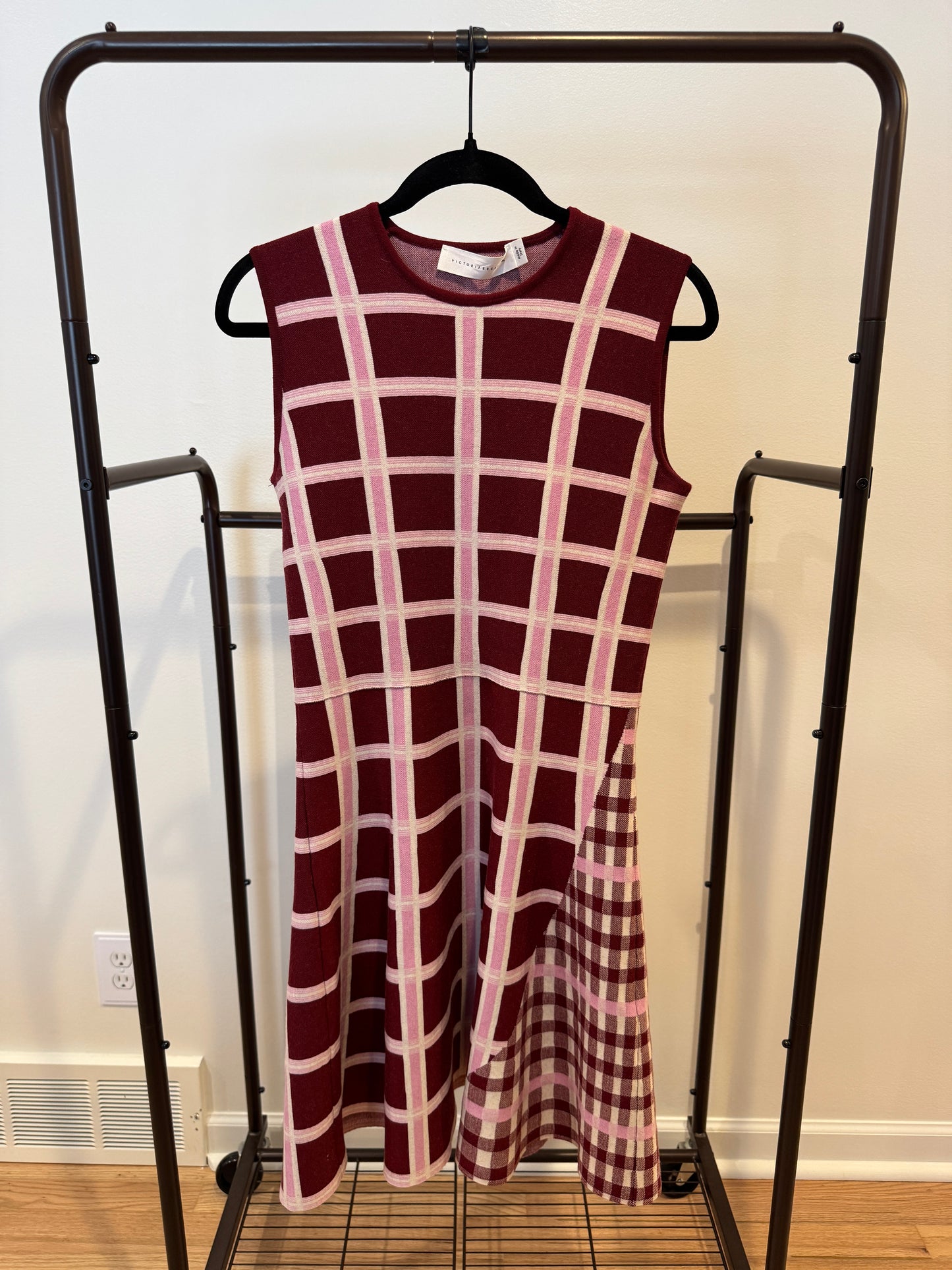 Victoria Beckham Tartan Check Intarsia Mini Dress size 2 (M)