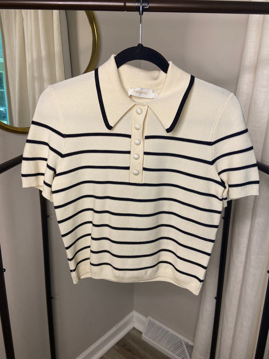 Zimmermann Matchmaker Knit Stripe Polo Pullover Top size US 8
