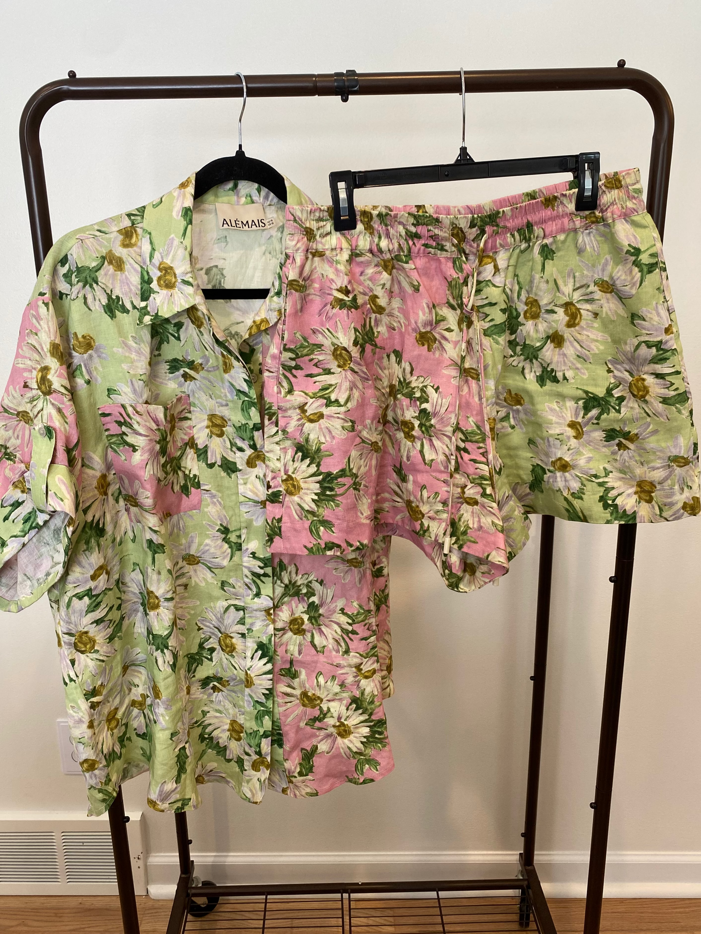 Alemais Astra Floral Linen Shirt and Shorts Set size US 10