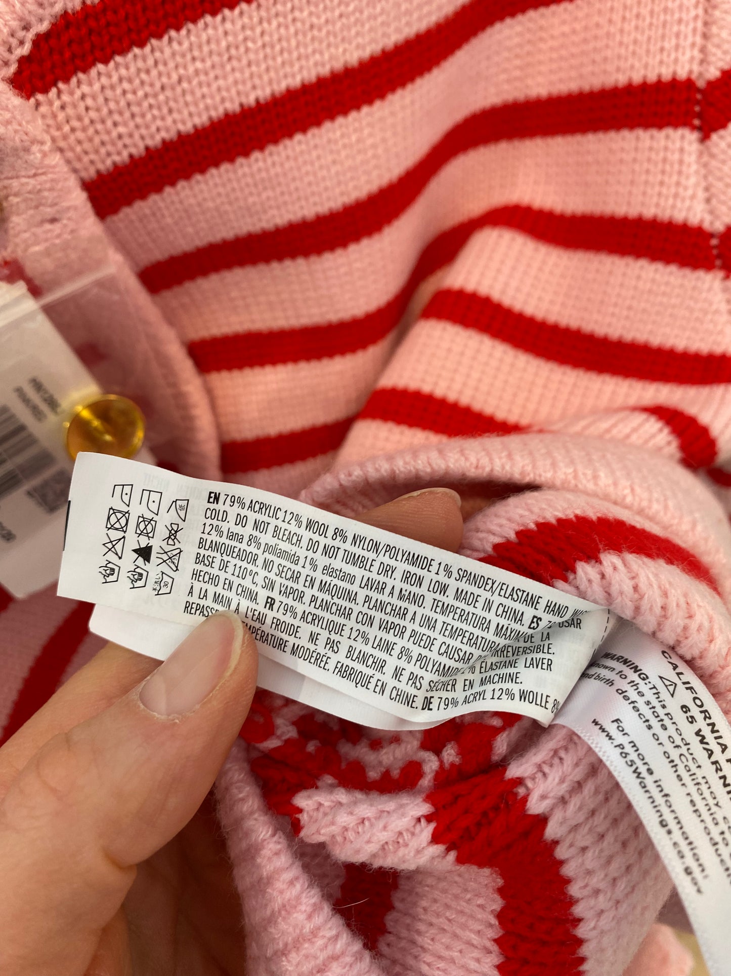English Factory Pink Red Striped Cardigan size M