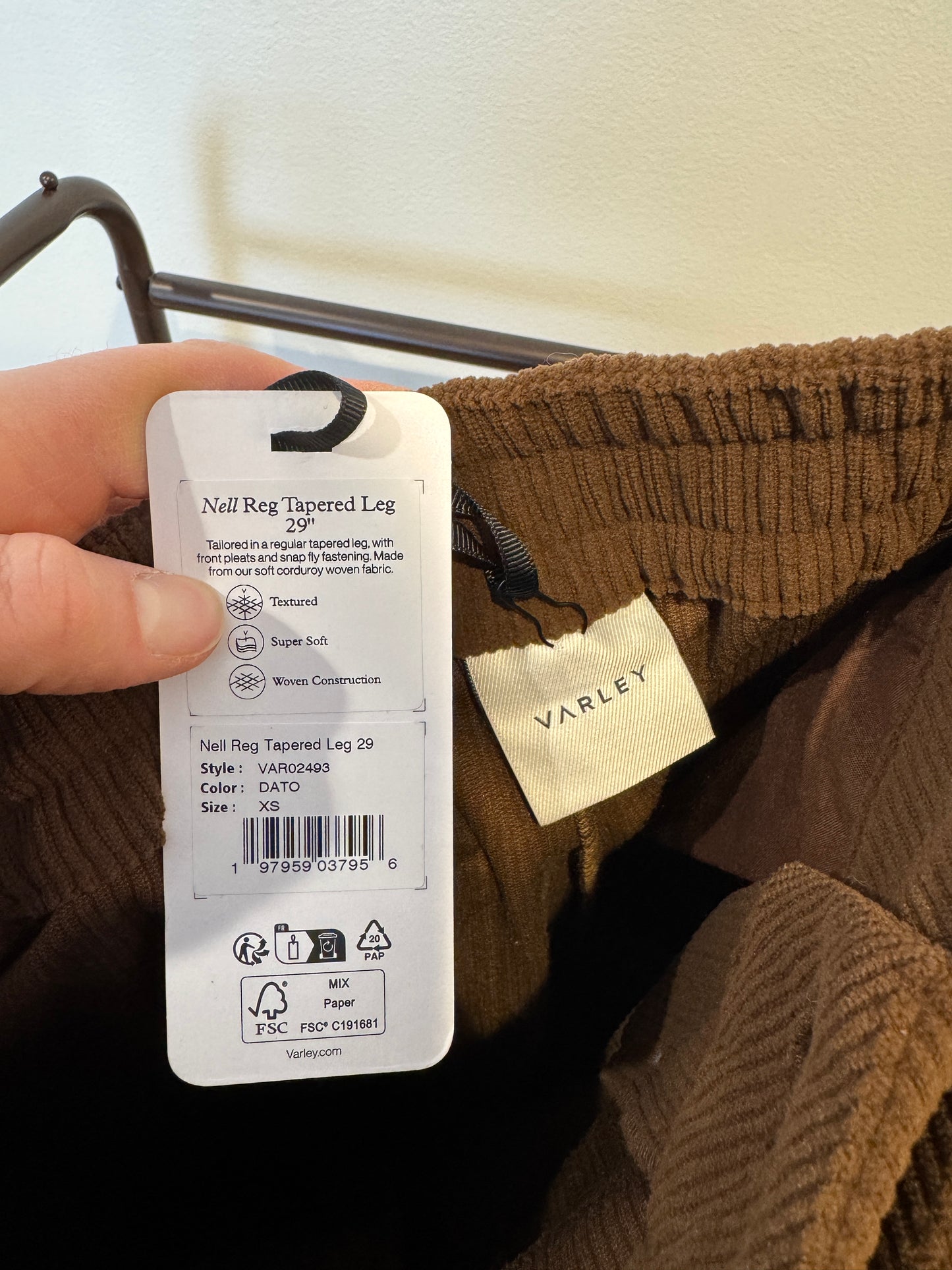 Varley Nell Tapered Leg Pants 29'' Dark Toffee size XS