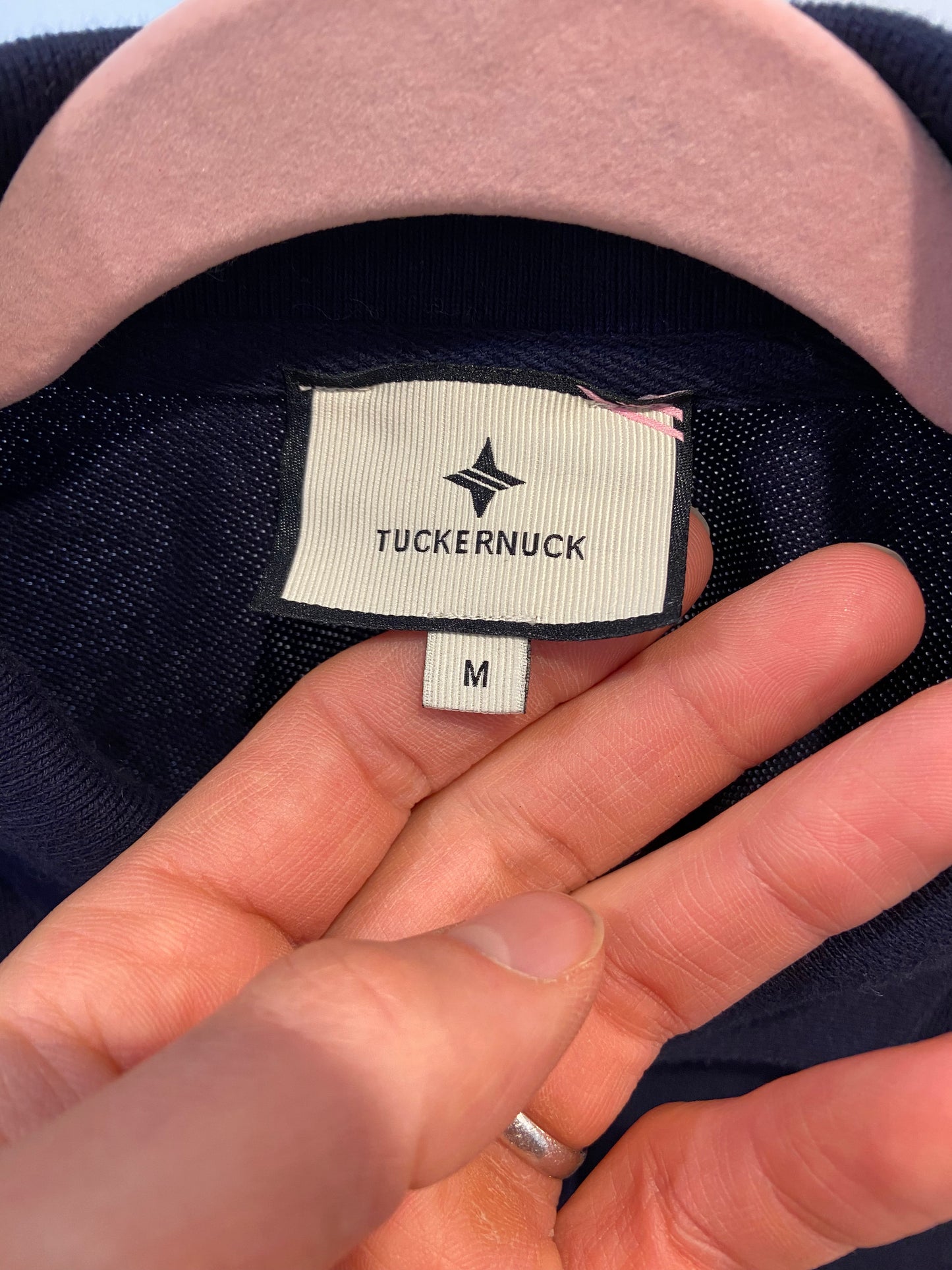Tuckernuck Navy Long Sleeve Pique Holmes Boyfriend Polo size M