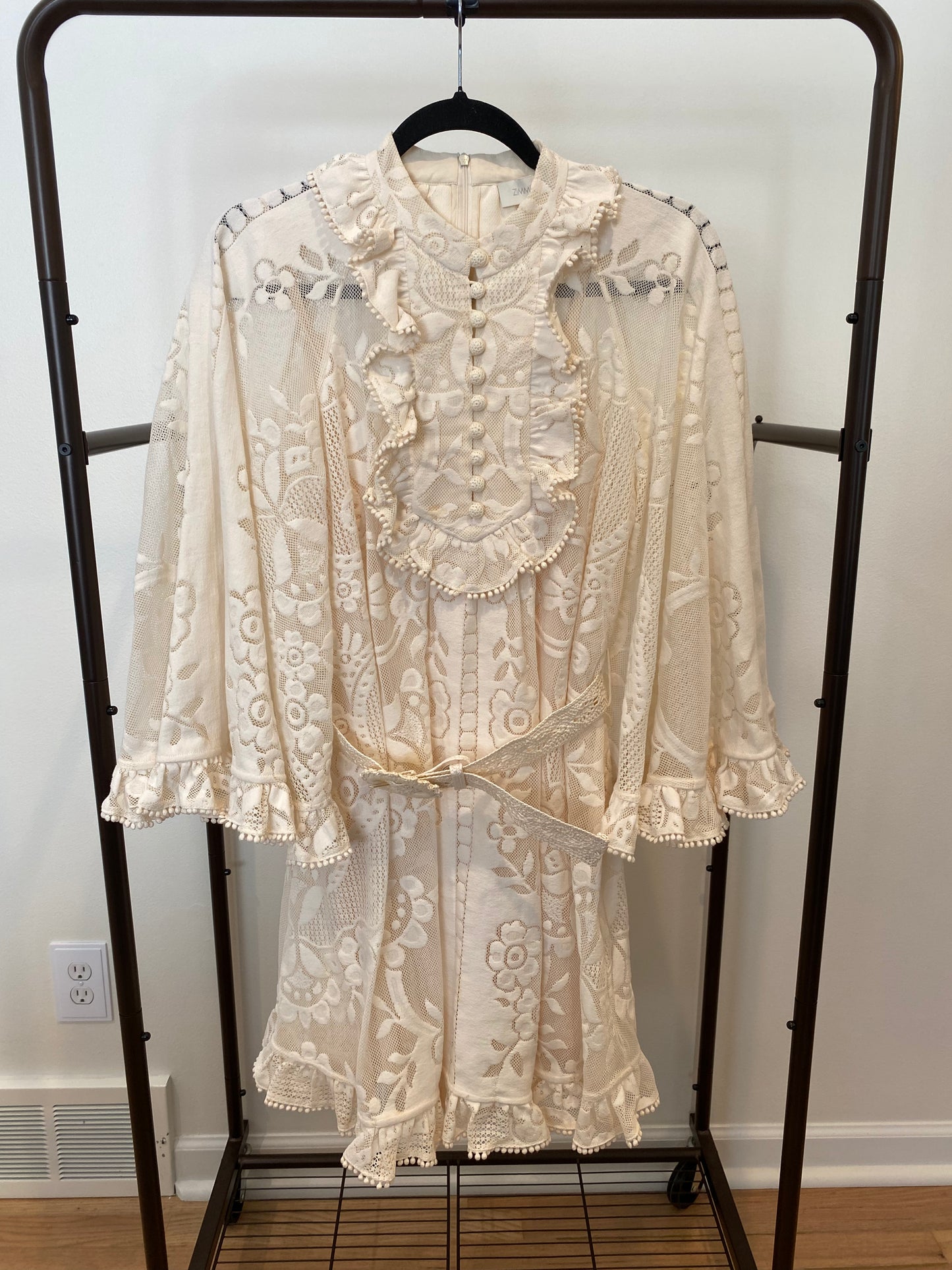 Zimmermann Tiggy Lace Ruffled Minidress size US 8
