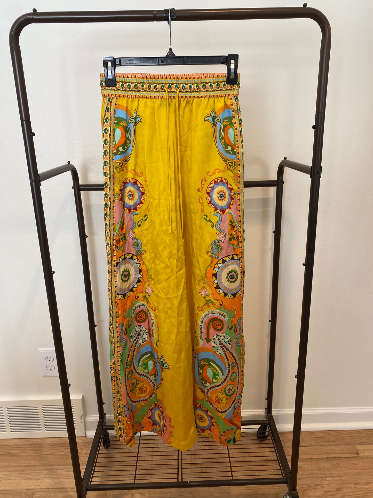 Alemais Pinball Printed Silk-satin Trousers Pants size US 2