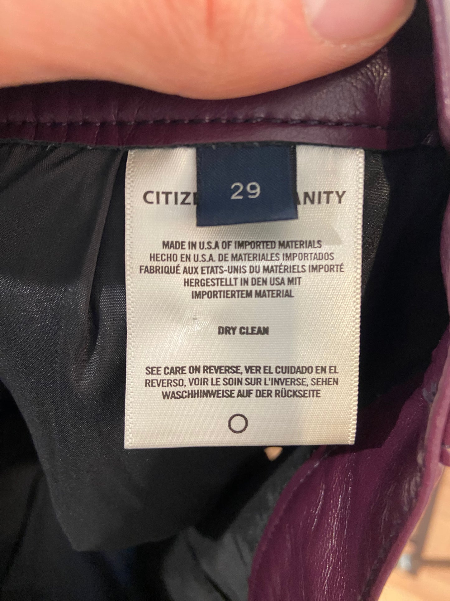 Citizens of Humanity Beatnik Mini Skirt Recycled Leather size 29