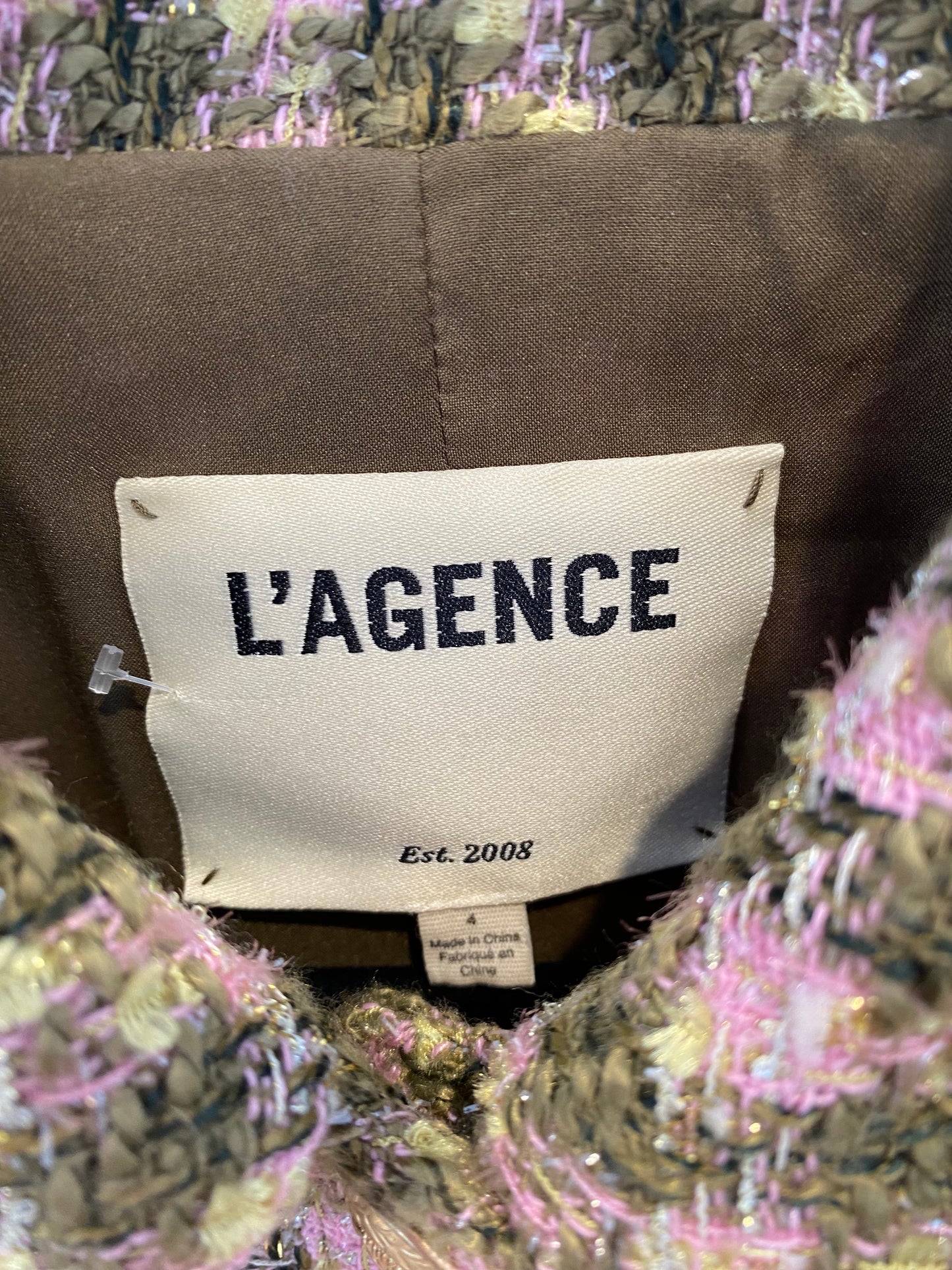 L'Agence Bridges Tweed Cropped Jacket size 4