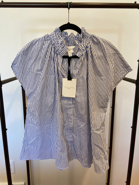 Pomander Place Blue Stripe Rae Blouse size M