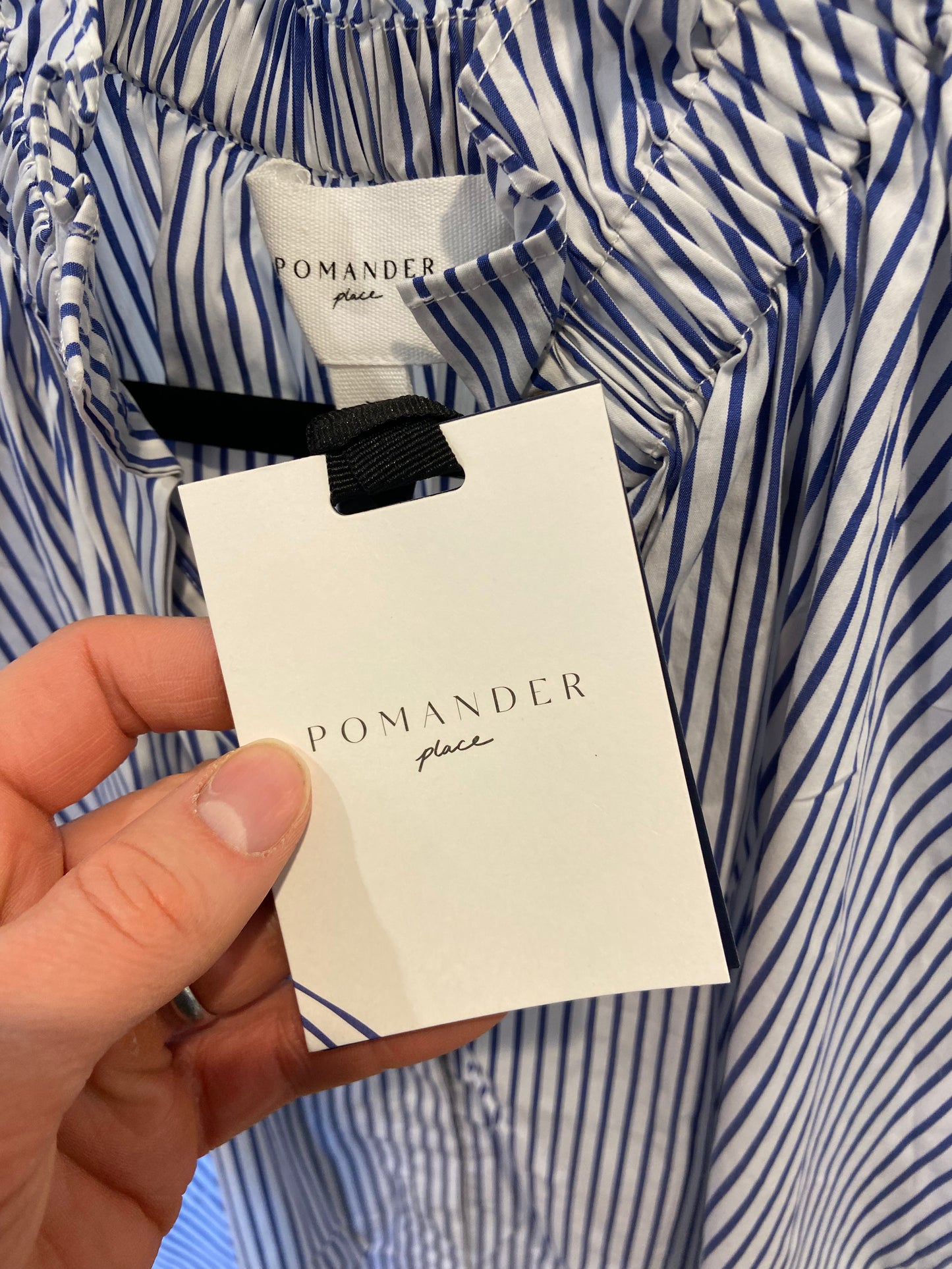 Pomander Place Blue Stripe Rae Blouse size M