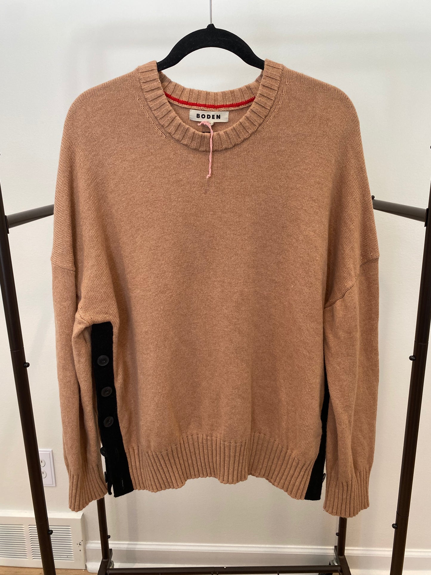 Boden Zia Button Side Jumper Sweater Camel Melange size L