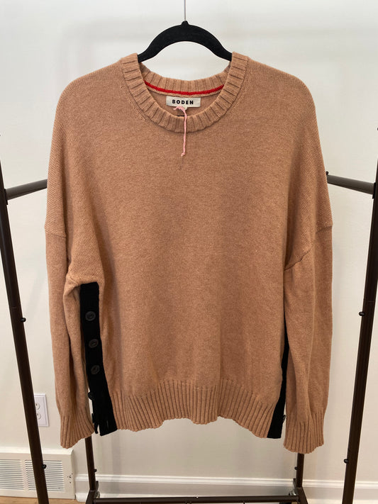 Boden Zia Button Side Jumper Sweater Camel Melange size L
