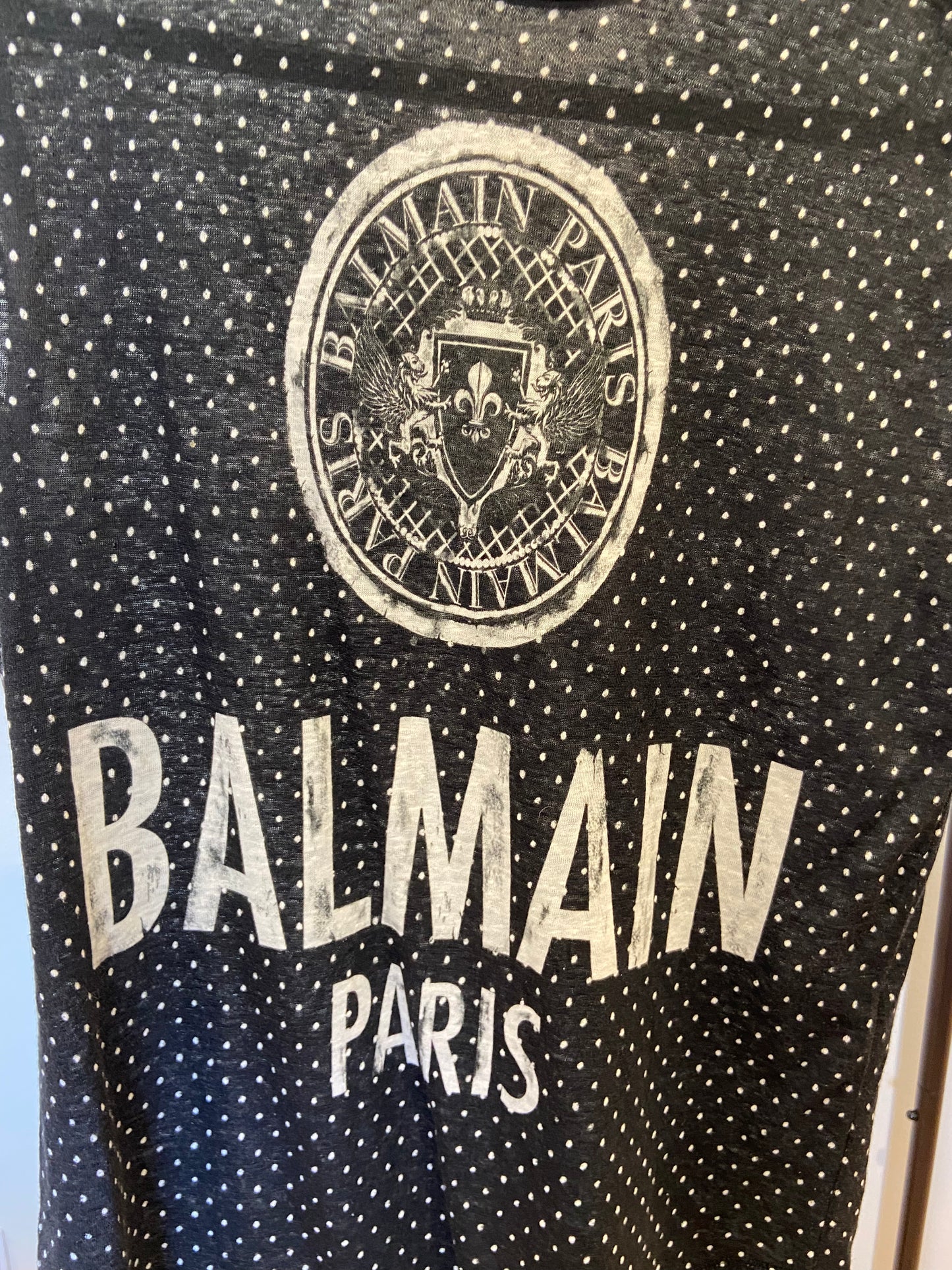 Balmain Black White Polka Dot Logo Tank Top size 36 - US 4