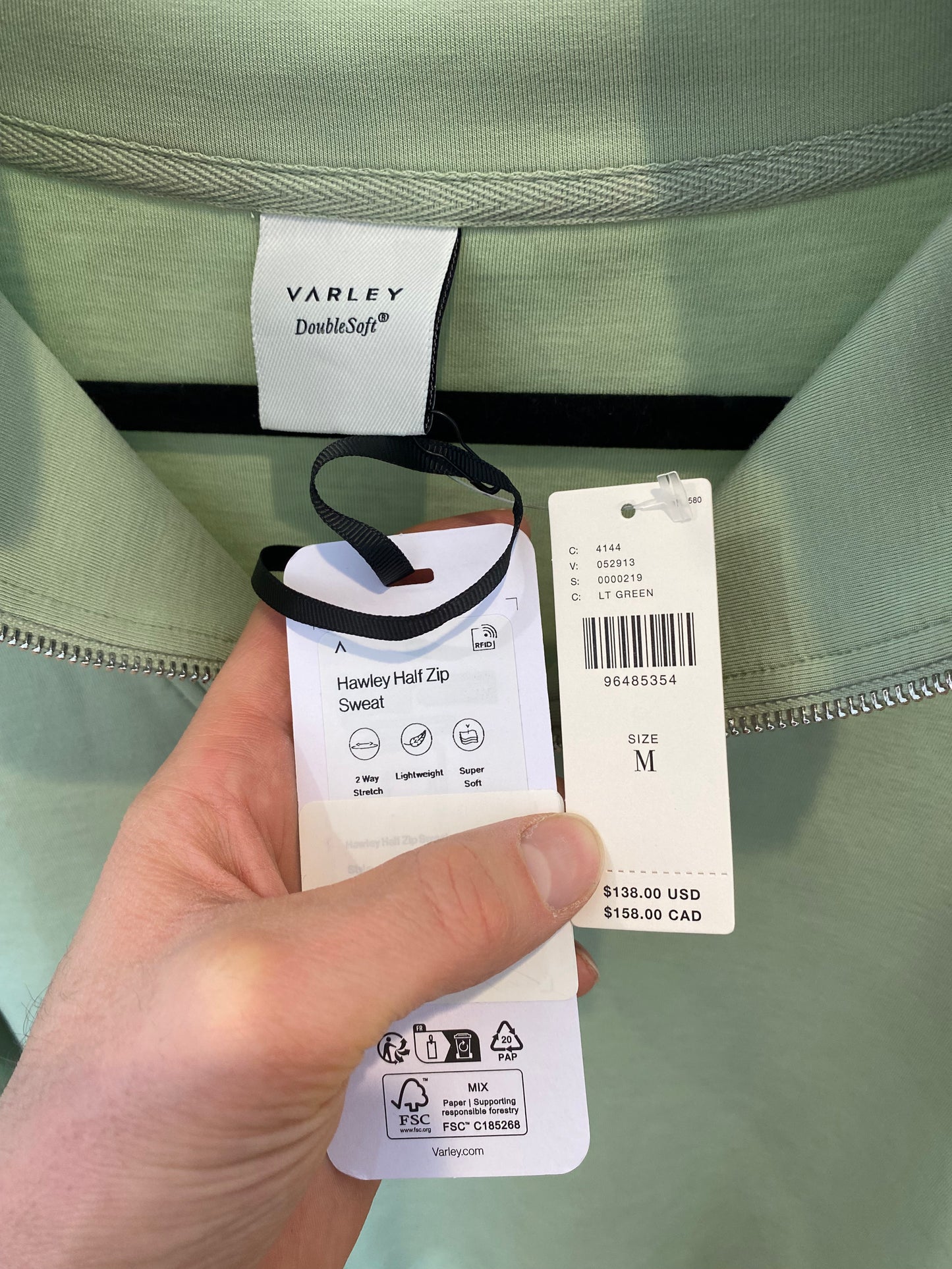 Varley Hawley Half Zip Sweatshirt size M