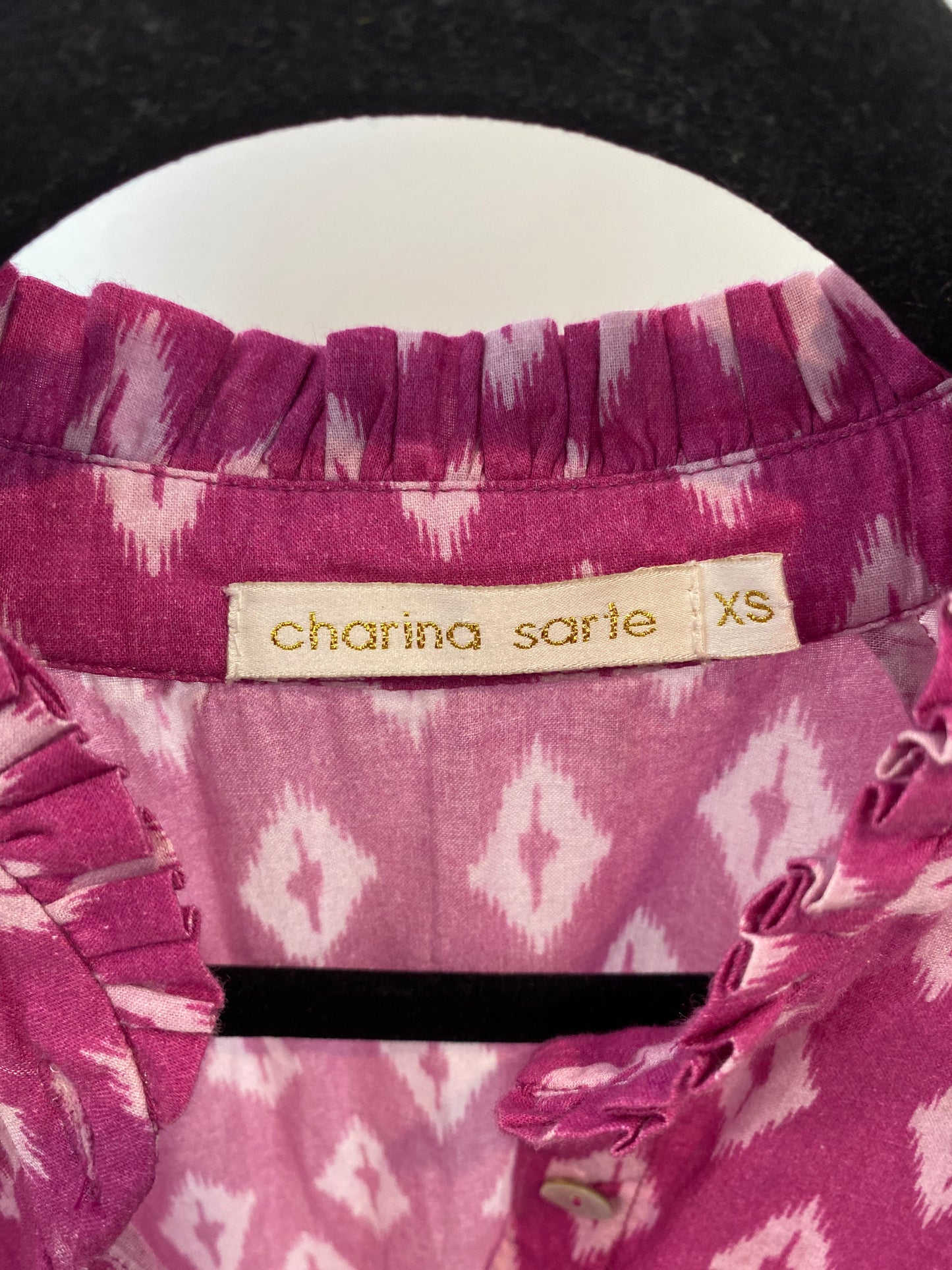 Charina Sarte Irina Mini Dress Fuchsia Ikat size XS