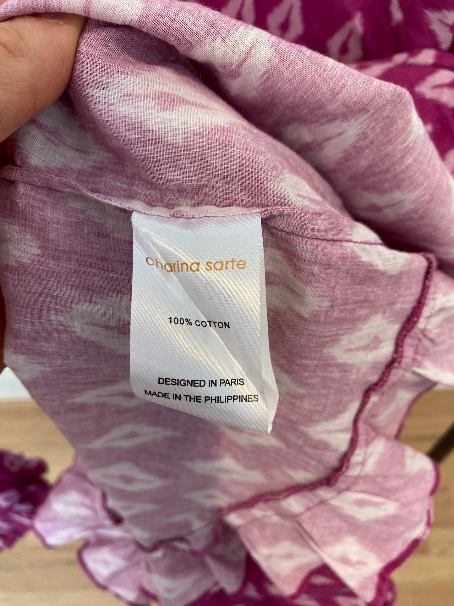 Charina Sarte Irina Mini Dress Fuchsia Ikat size XS