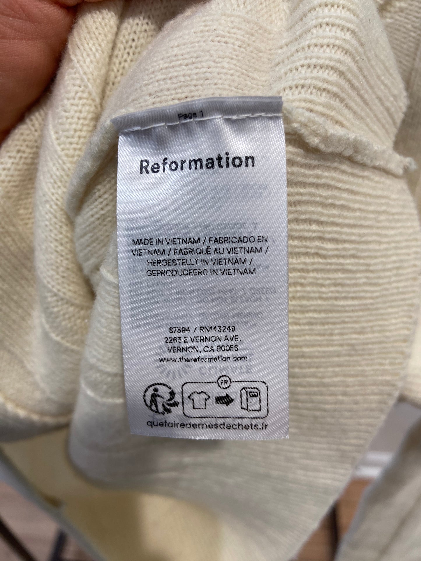Reformation Hannah Regenerative Wool Cardigan size XS