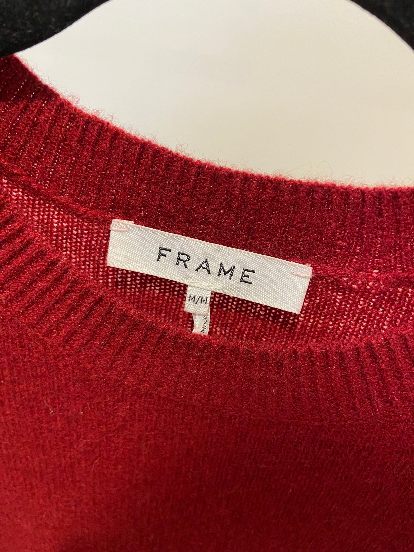 Frame Puff Shoulder Cashmere Sweater In Oxblood size M