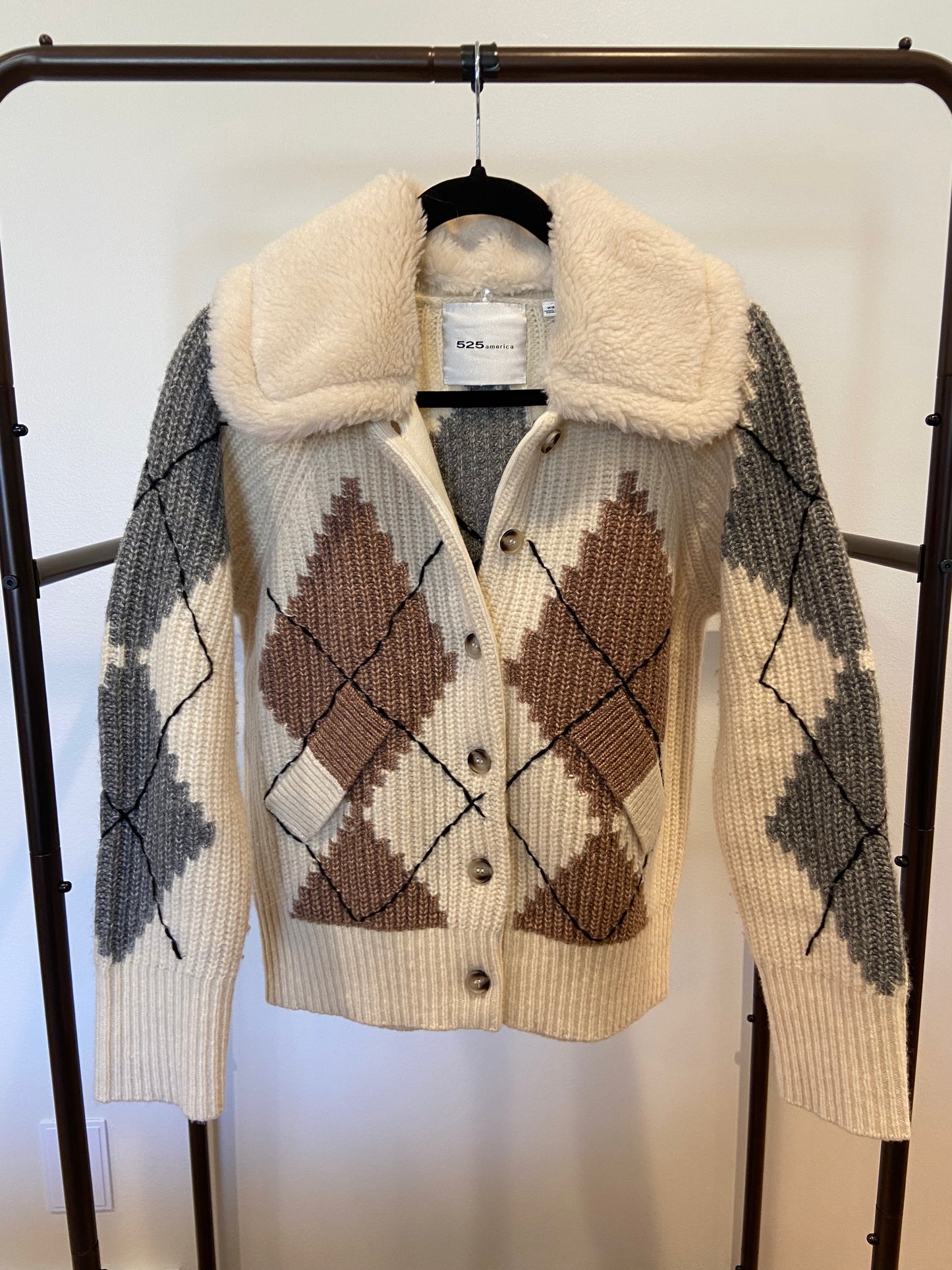 525 America Talia Argyle Knit Cardigan size XS